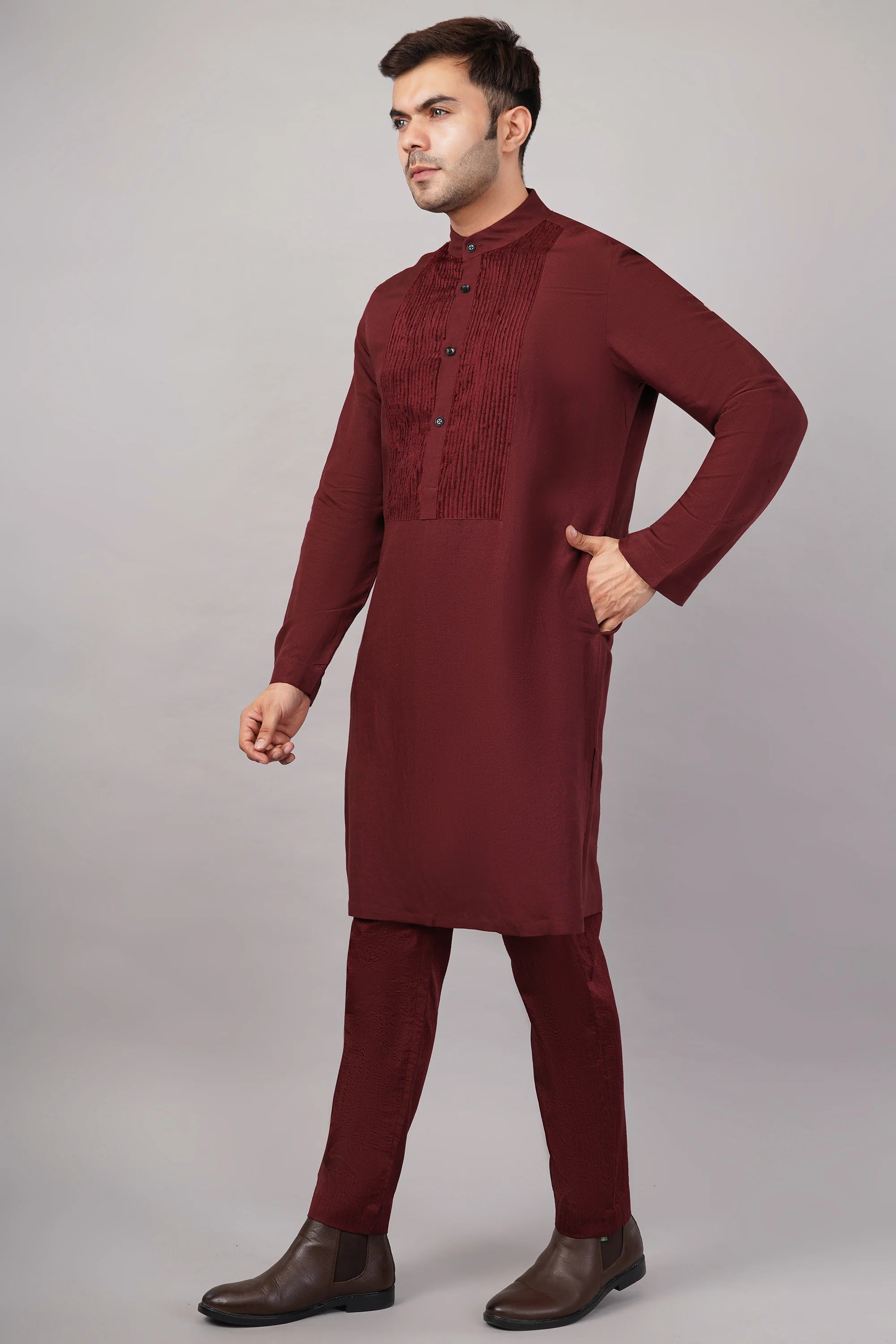Silk Cutwork Yoke Kurta