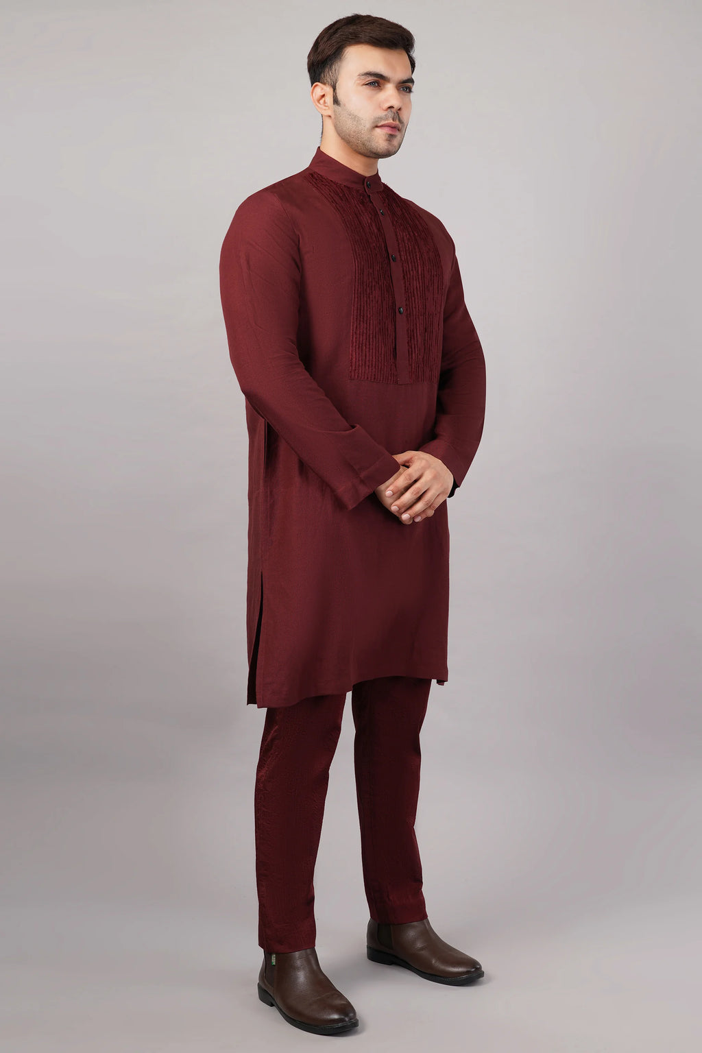 Silk Cutwork Yoke Kurta