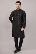 Foil Applique Kurta Black