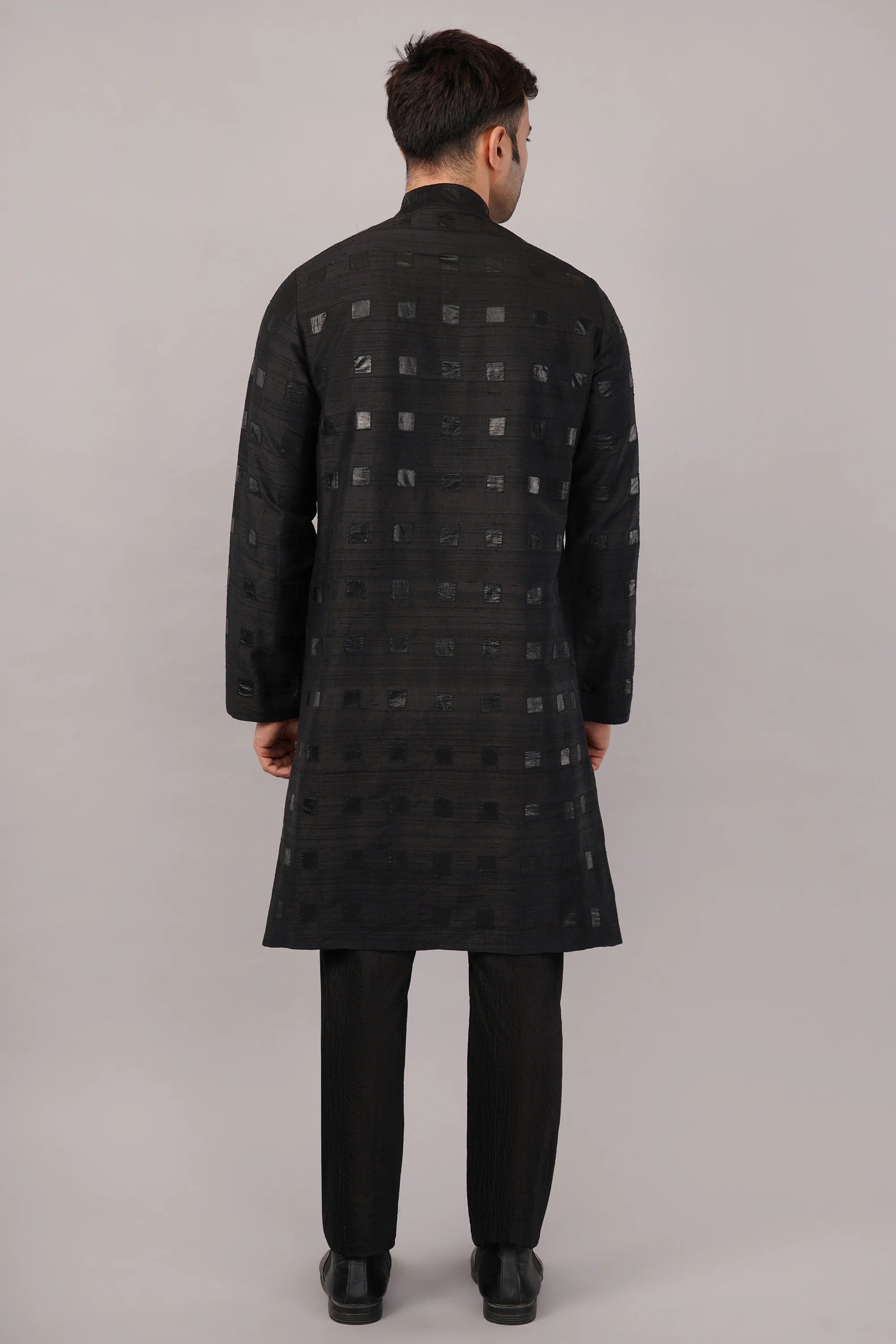 Foil Applique Kurta Black