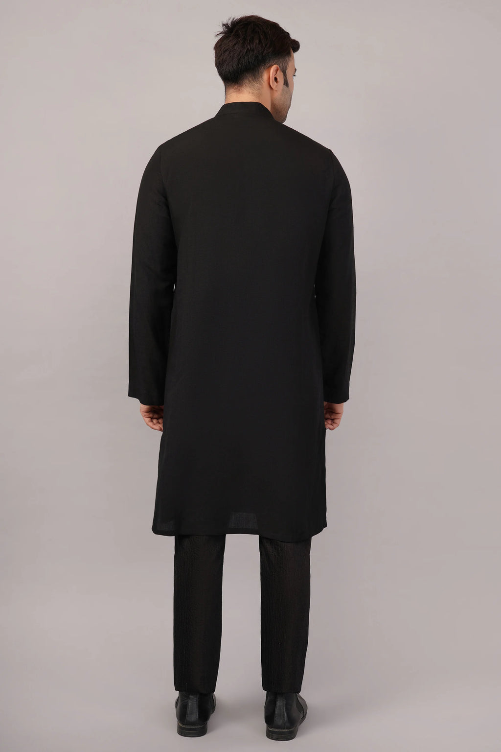 Foil Pintuck Kurta Black