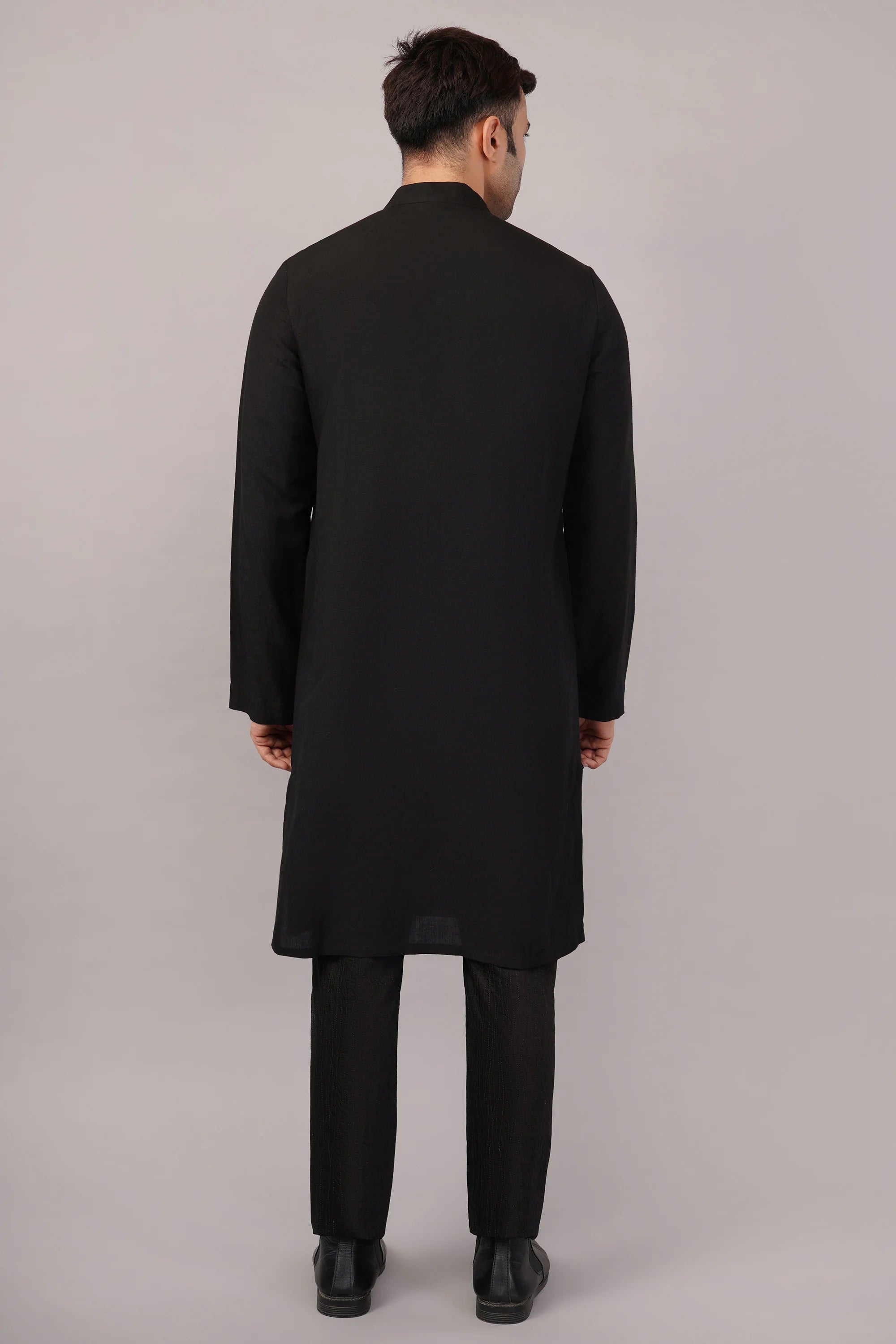 Foil Pintuck Kurta Black