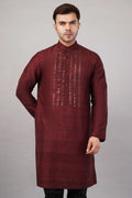 Sequin Dash Kurta Cherry