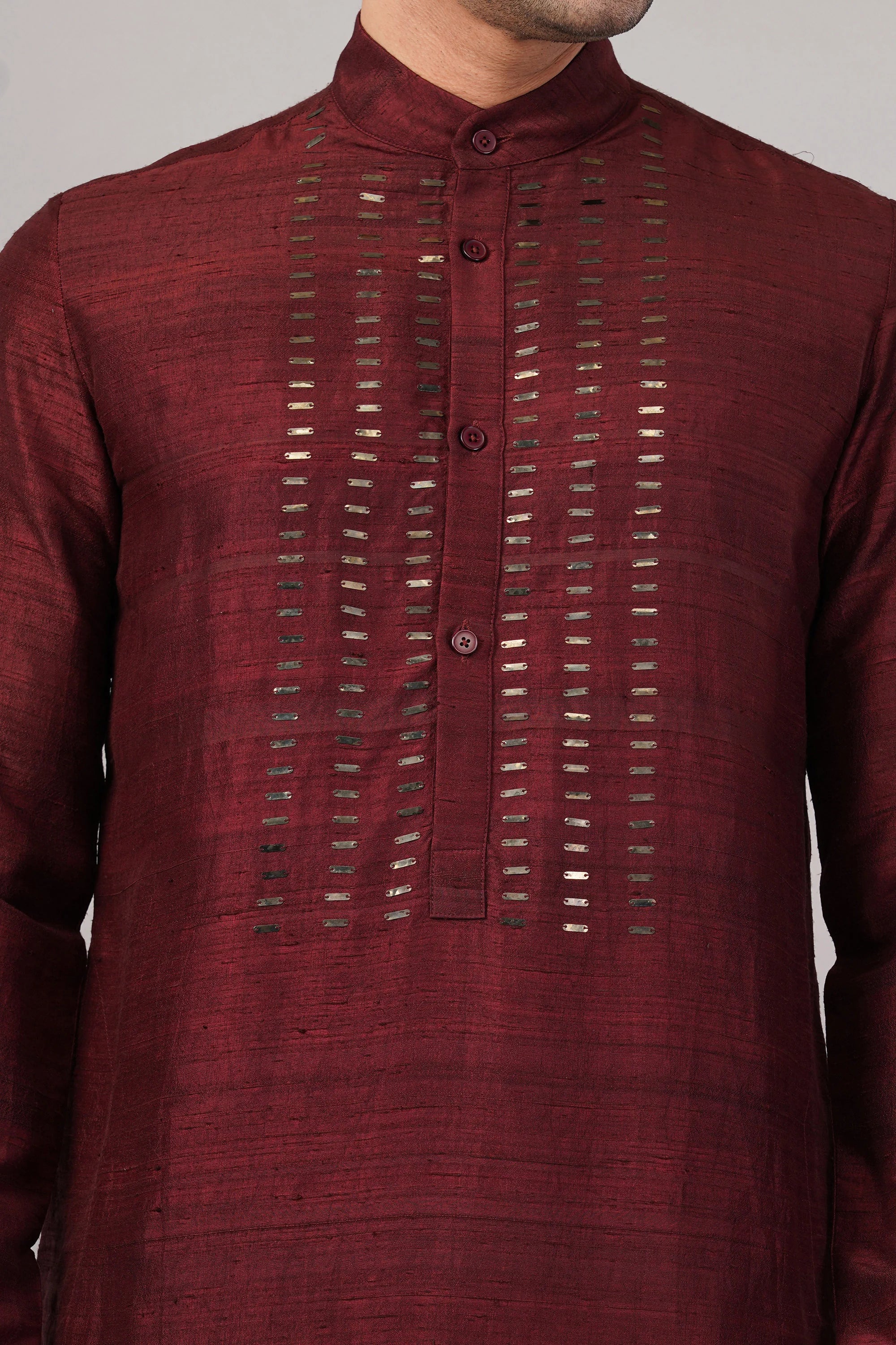 Sequin Dash Kurta Cherry