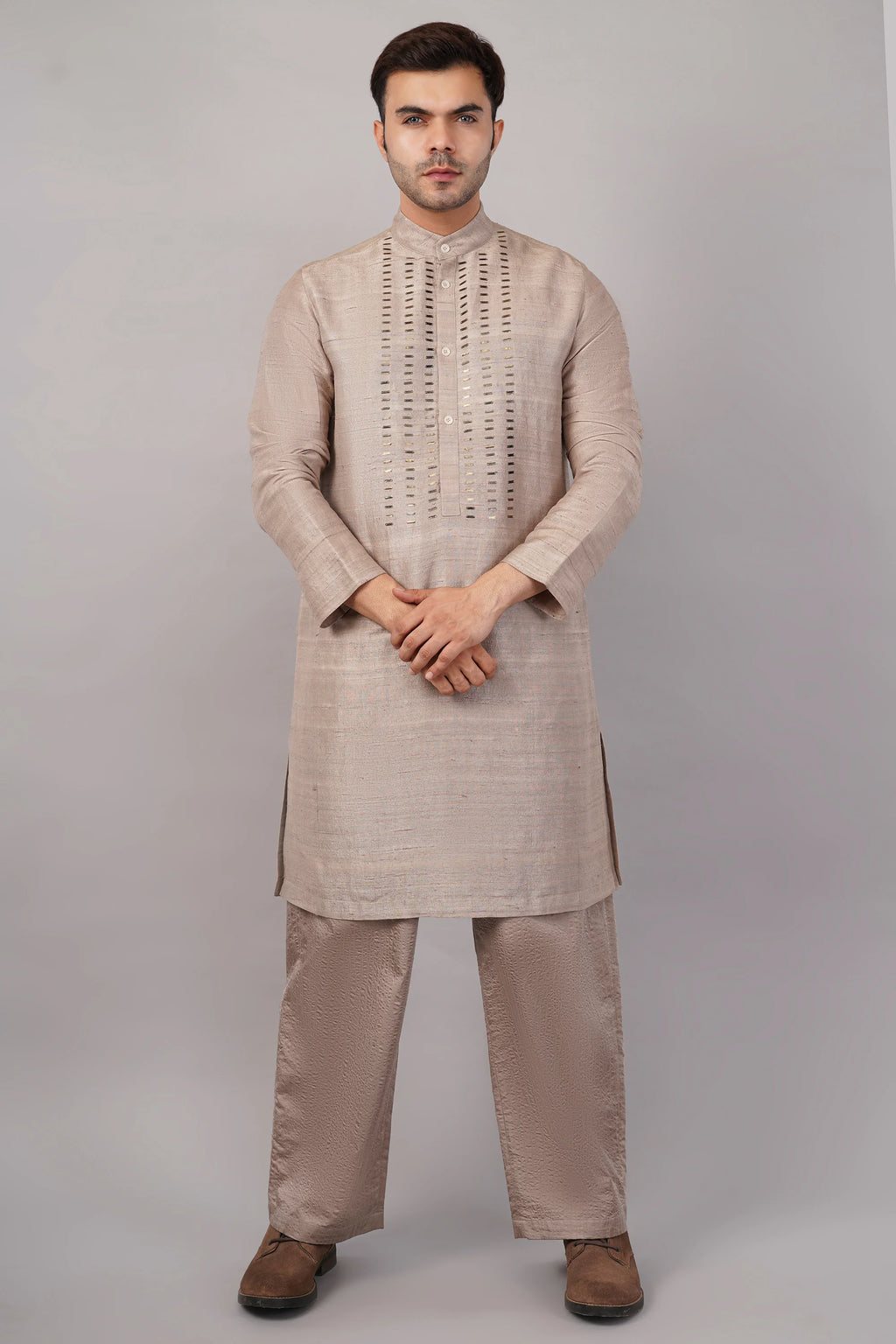 Sequin Dash Kurta Beige