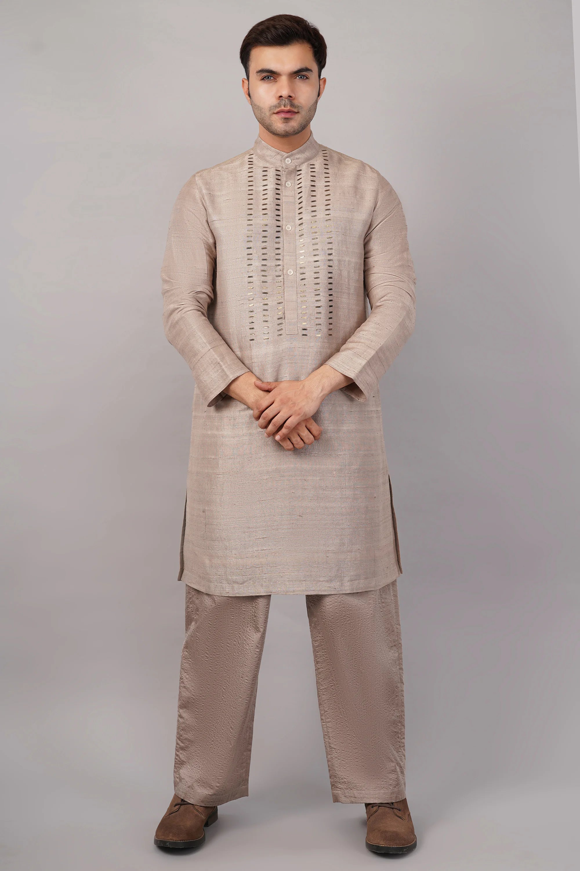 Sequin Dash Kurta Beige