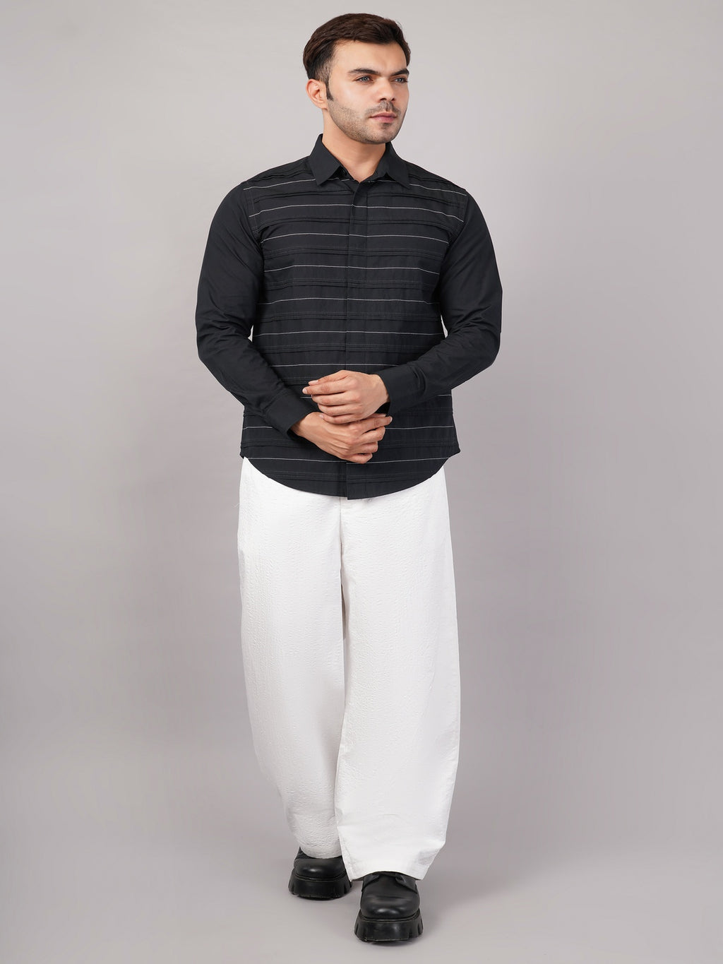 Pleated Stripes Shirt