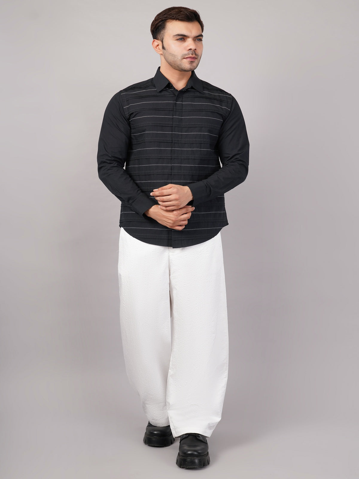 Pleated Stripes Shirt