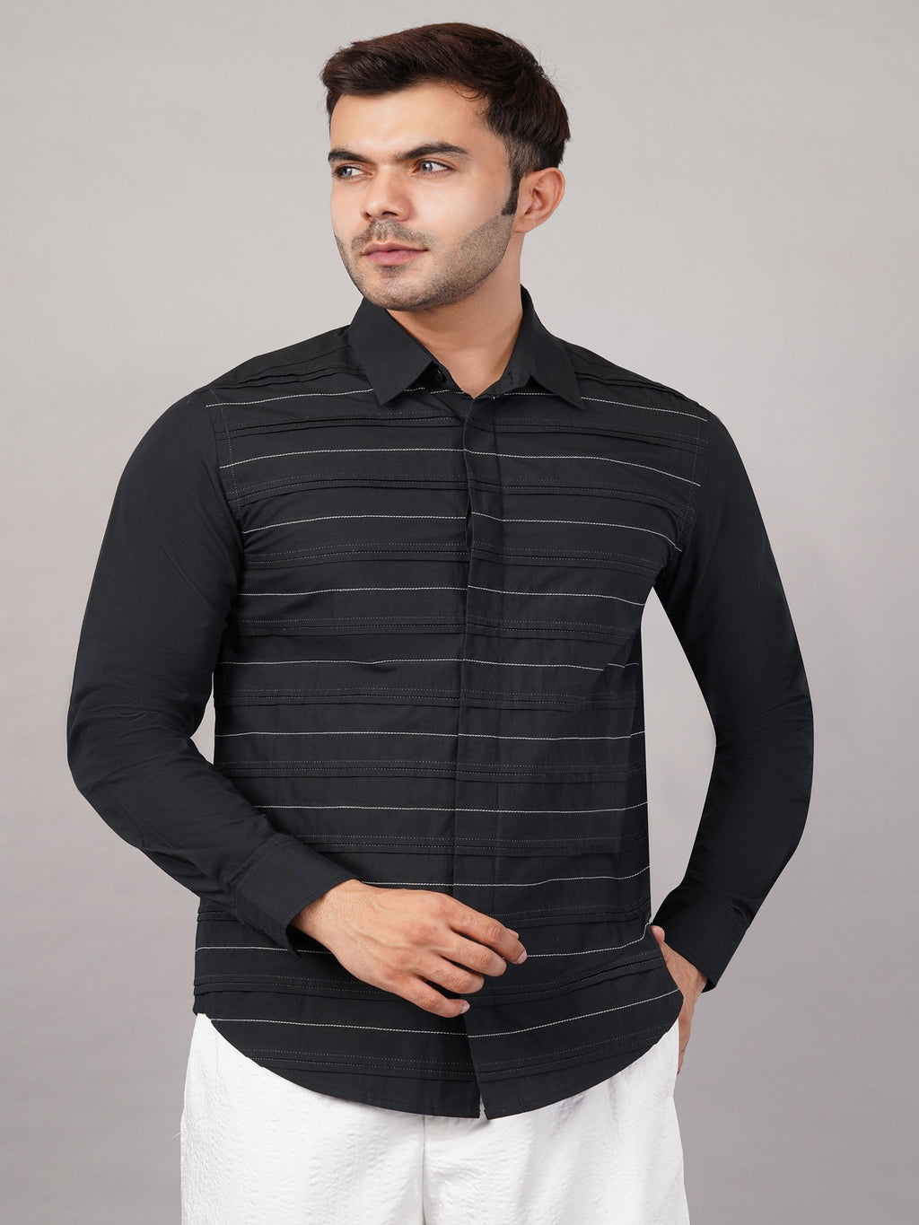 Pleated Stripes Shirt