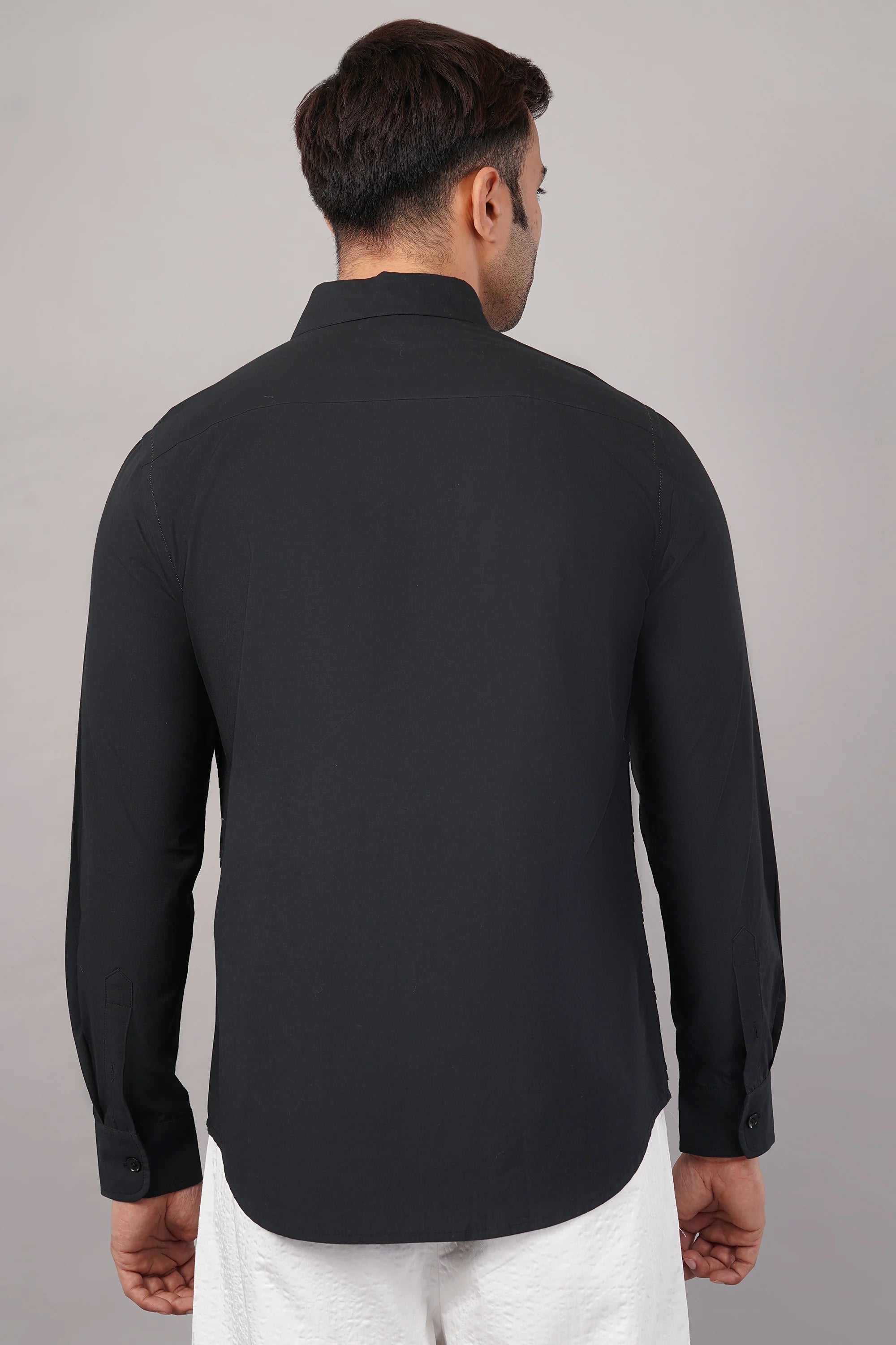 Pleated Stripes Shirt Black