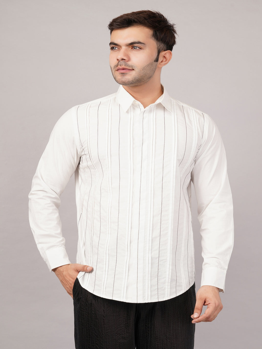Pleated Stripes Shirt