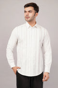 Pleated Stripes Shirt Ivory
