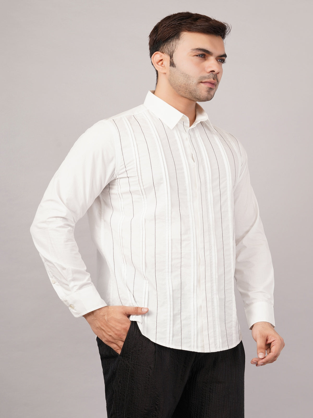 Pleated Stripes Shirt