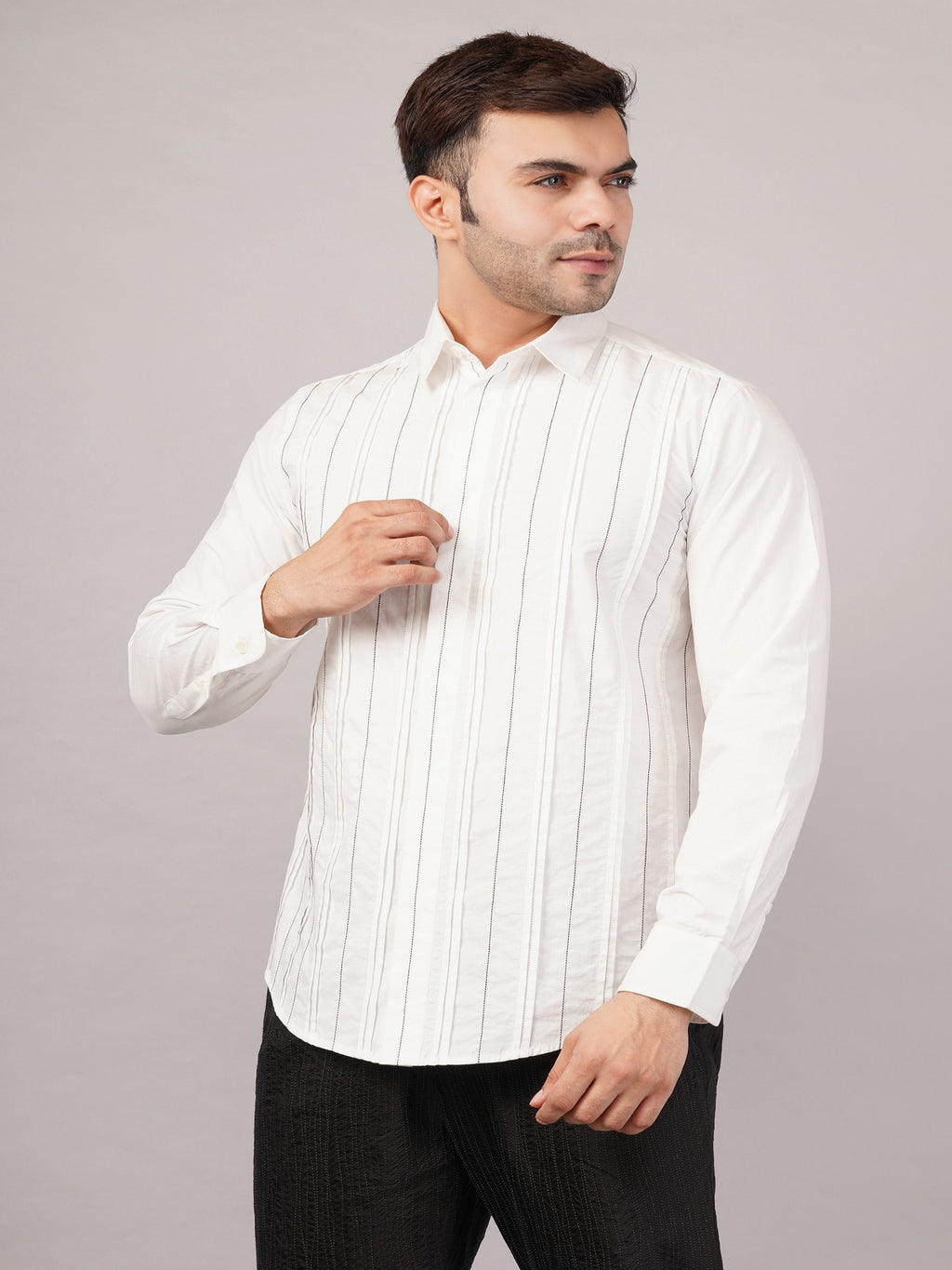 Pleated Stripes Shirt