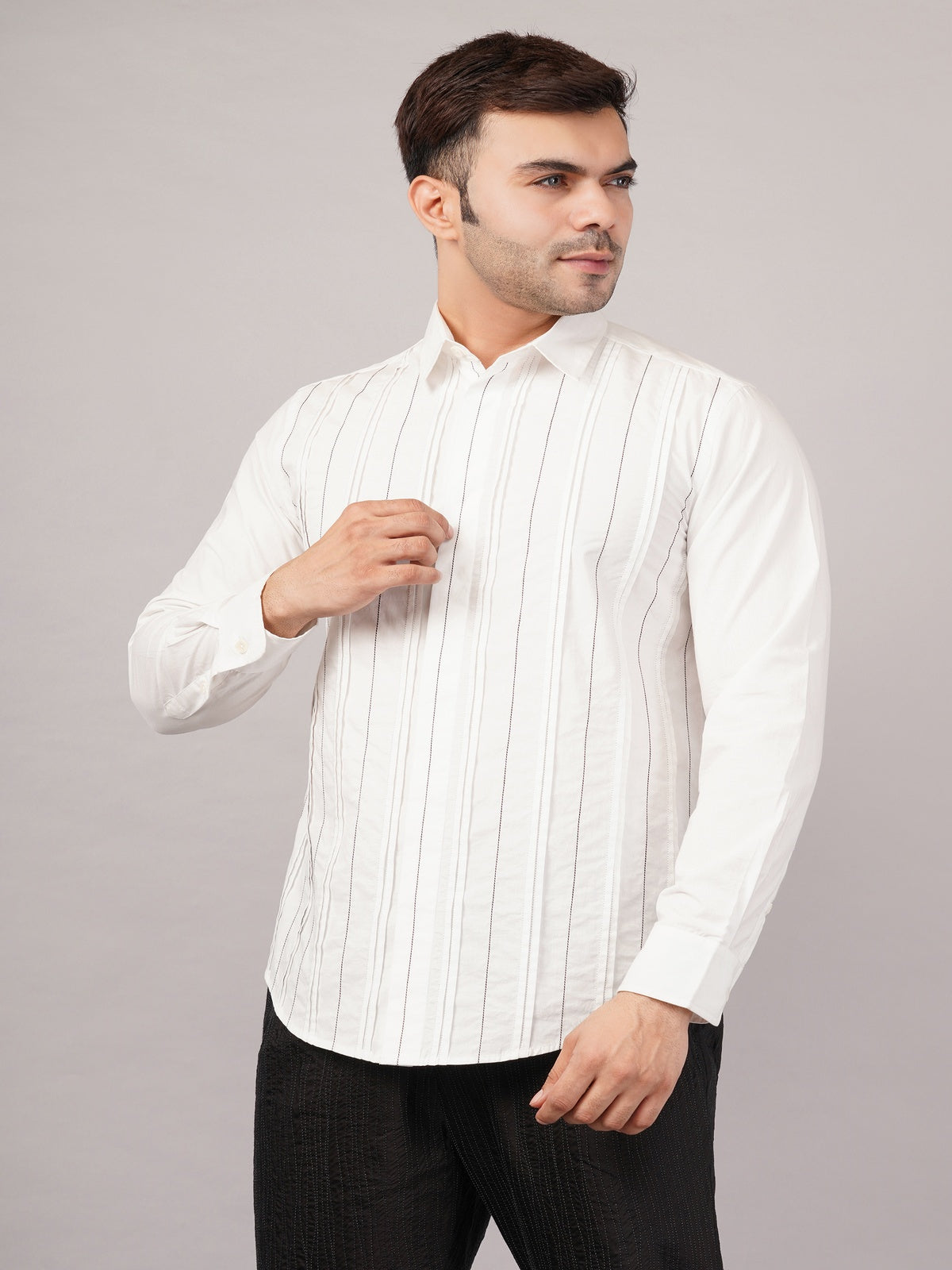 Pleated Stripes Shirt