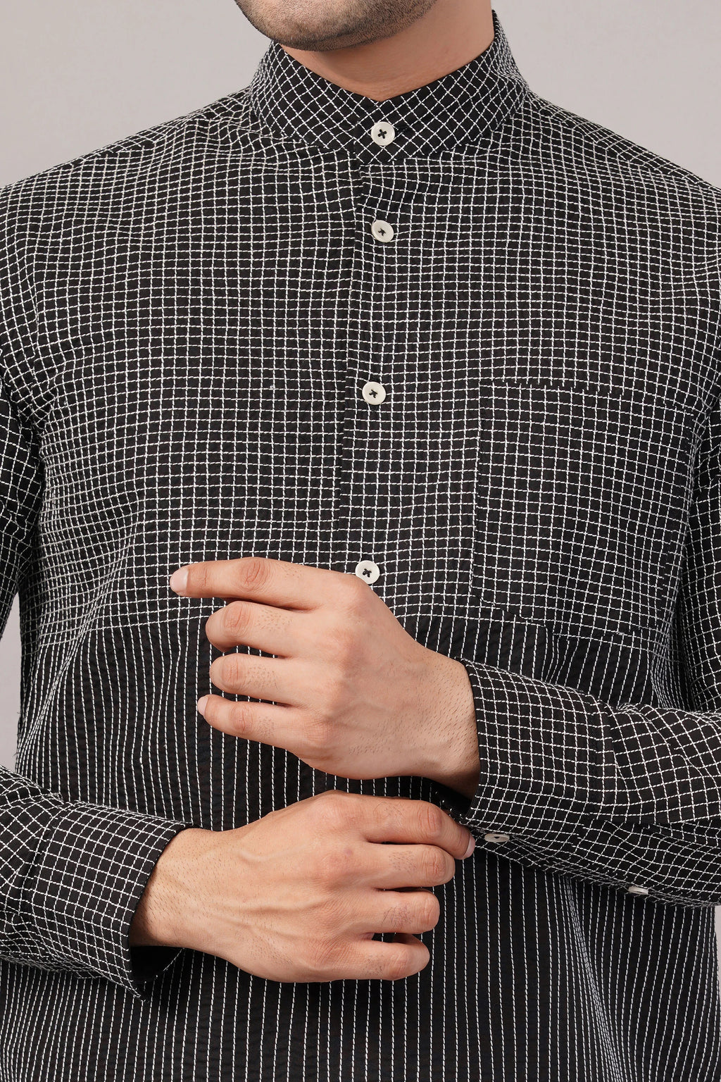 Check & Stripe Shirt Black
