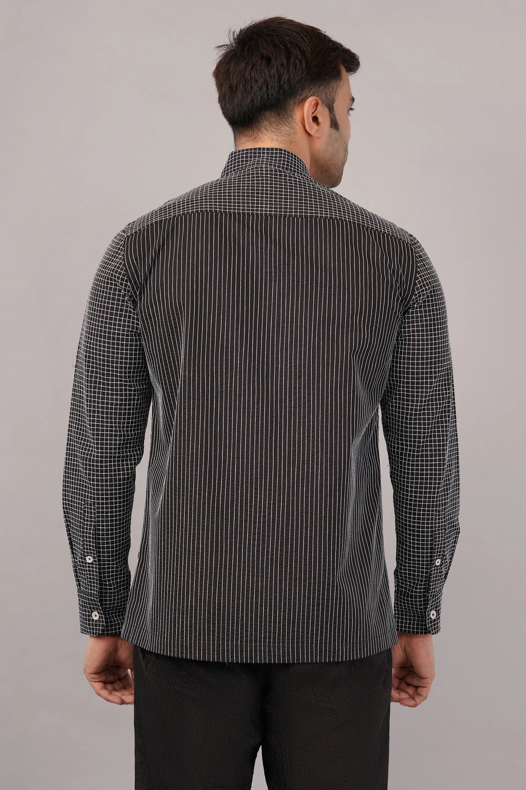 Check & Stripe Shirt Black