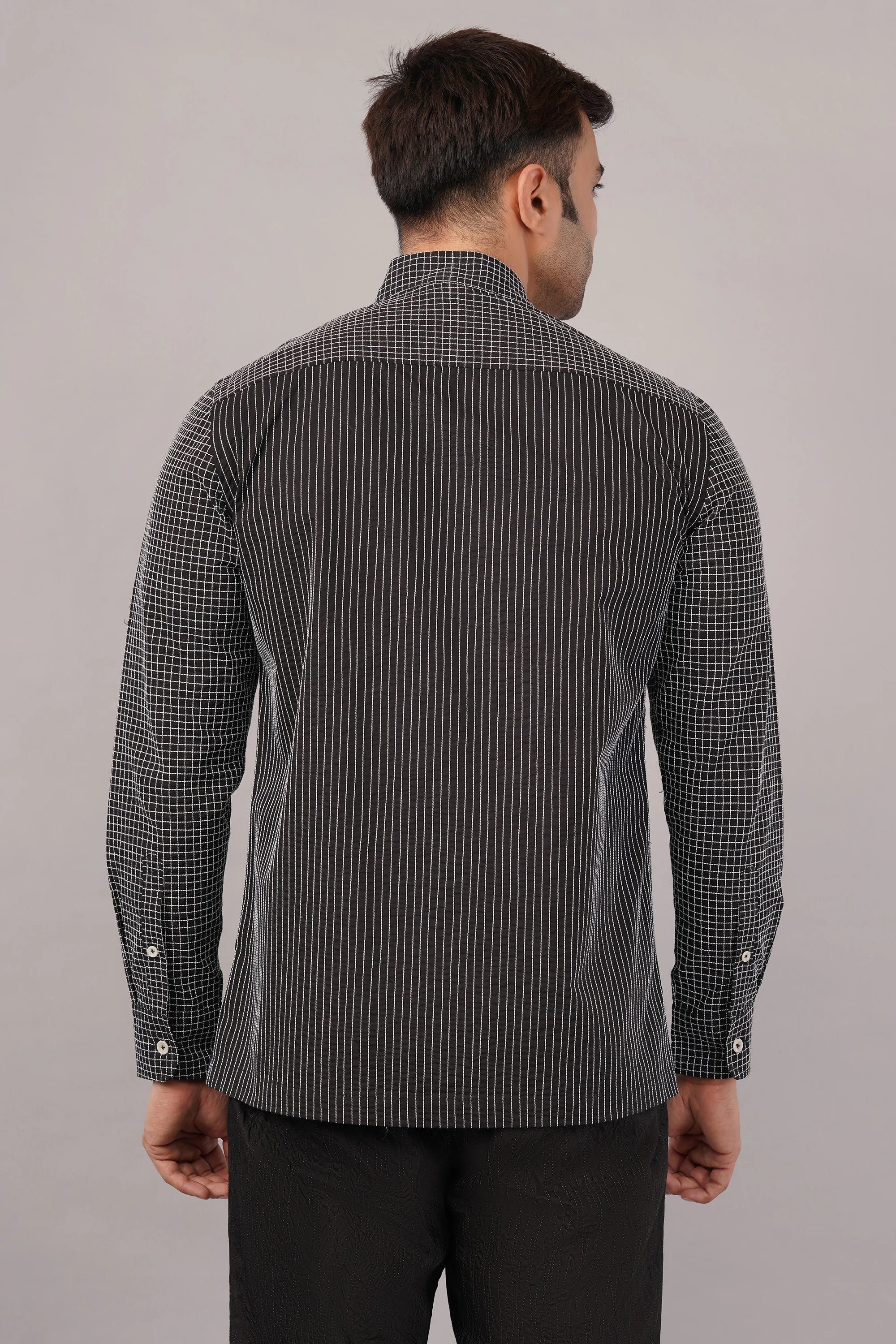 Check & Stripe Shirt Black