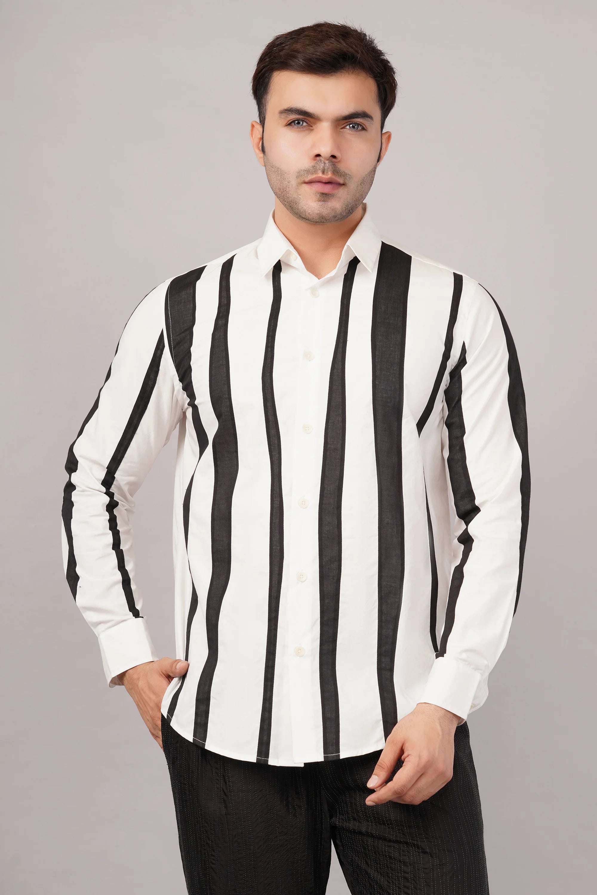 Crazy Stripe Shirt Black & Ivory