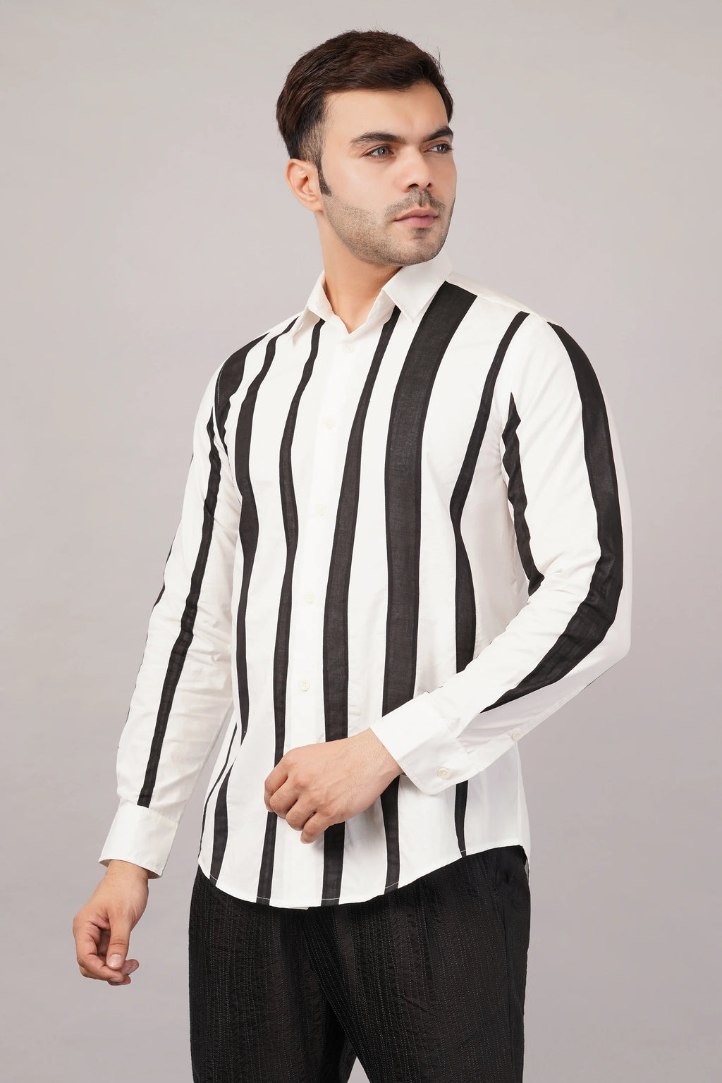 Crazy Stripe Shirt Black & Ivory