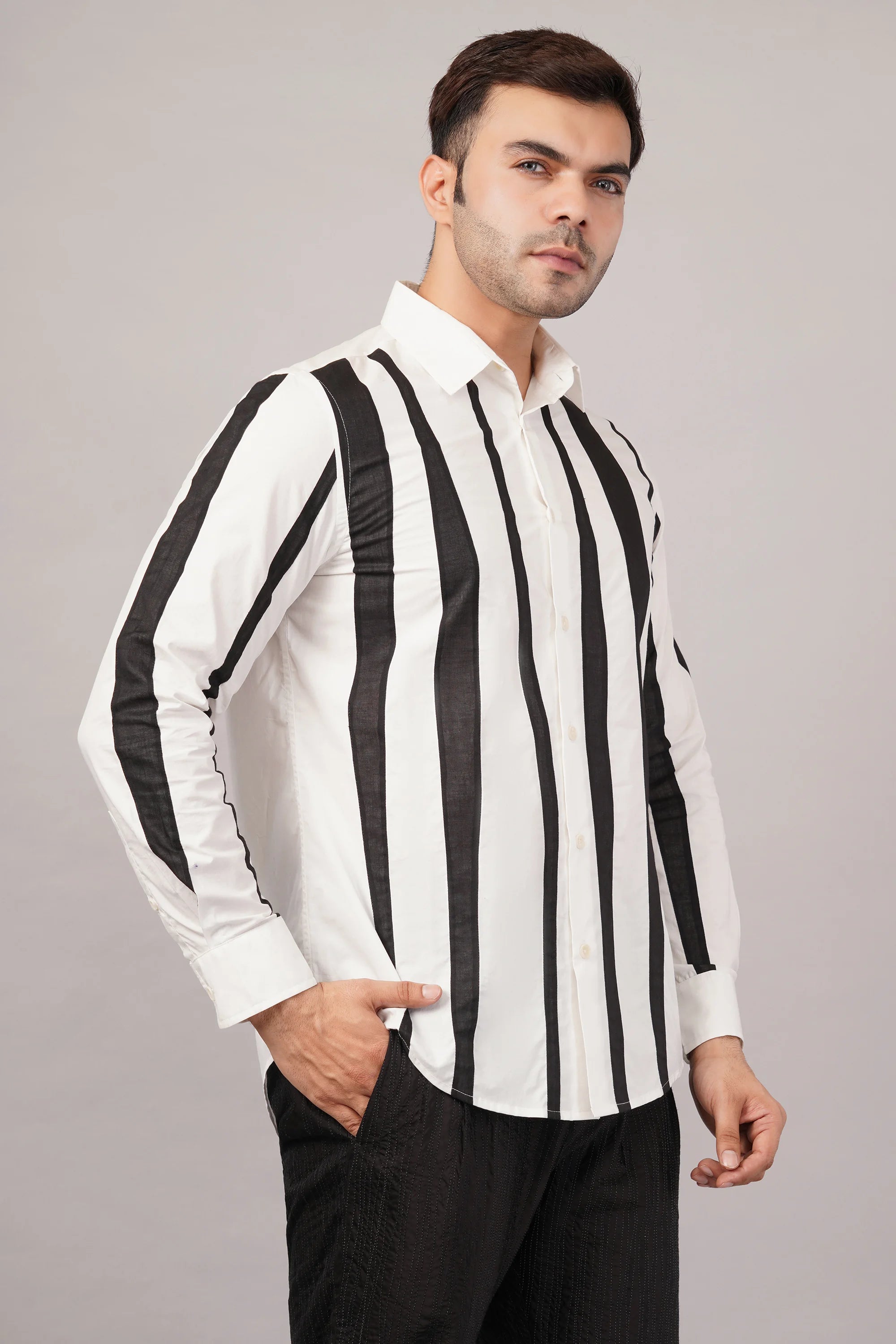 Crazy Stripe Shirt Black & Ivory