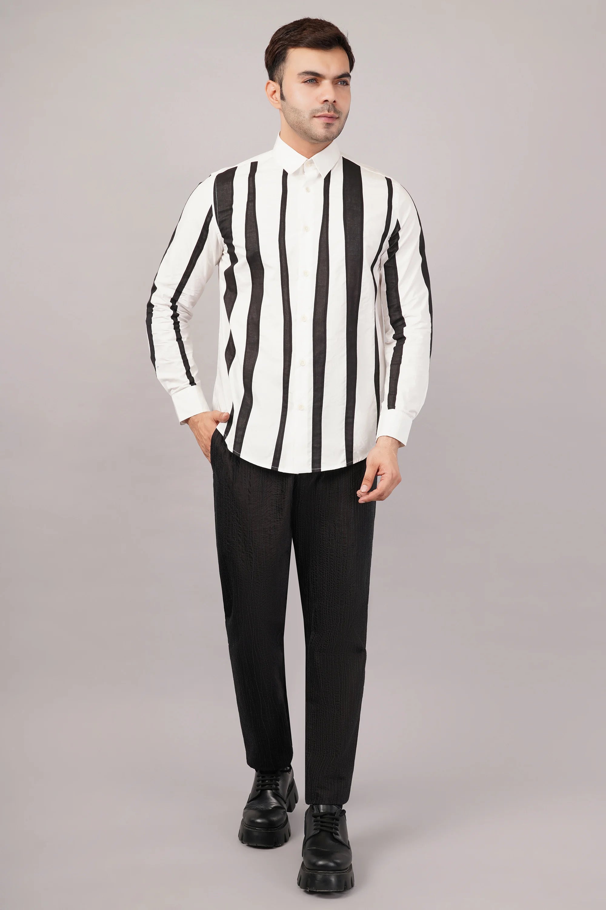 Crazy Stripe Shirt Black & Ivory