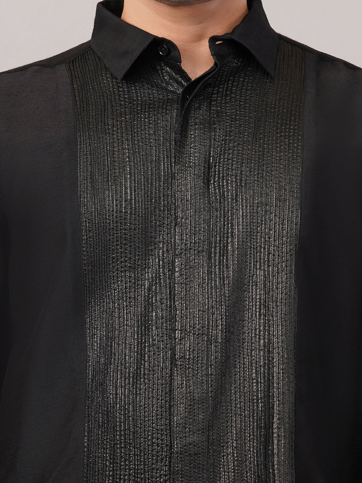 Foil Pintuck Shirt