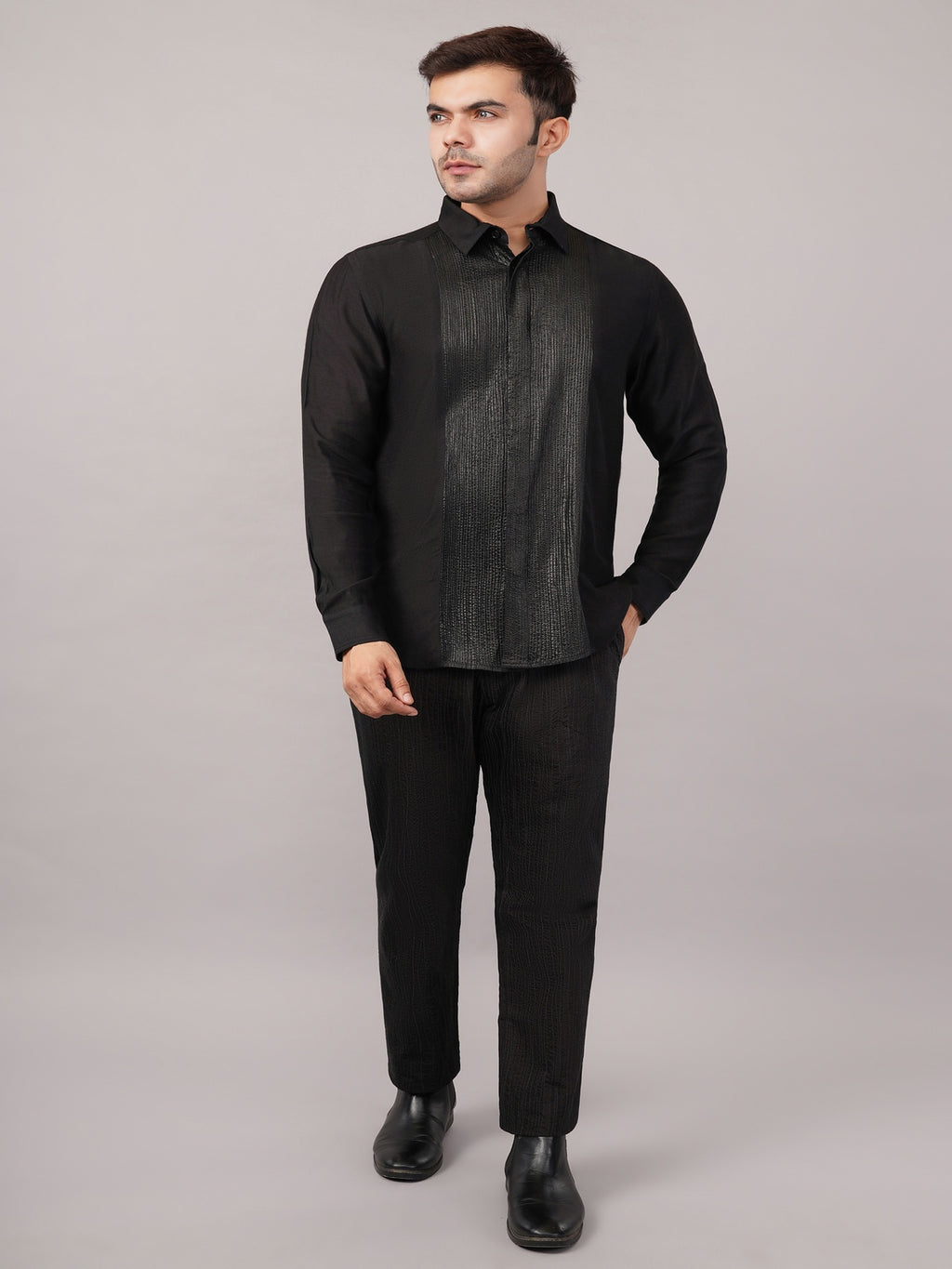 Foil Pintuck Shirt