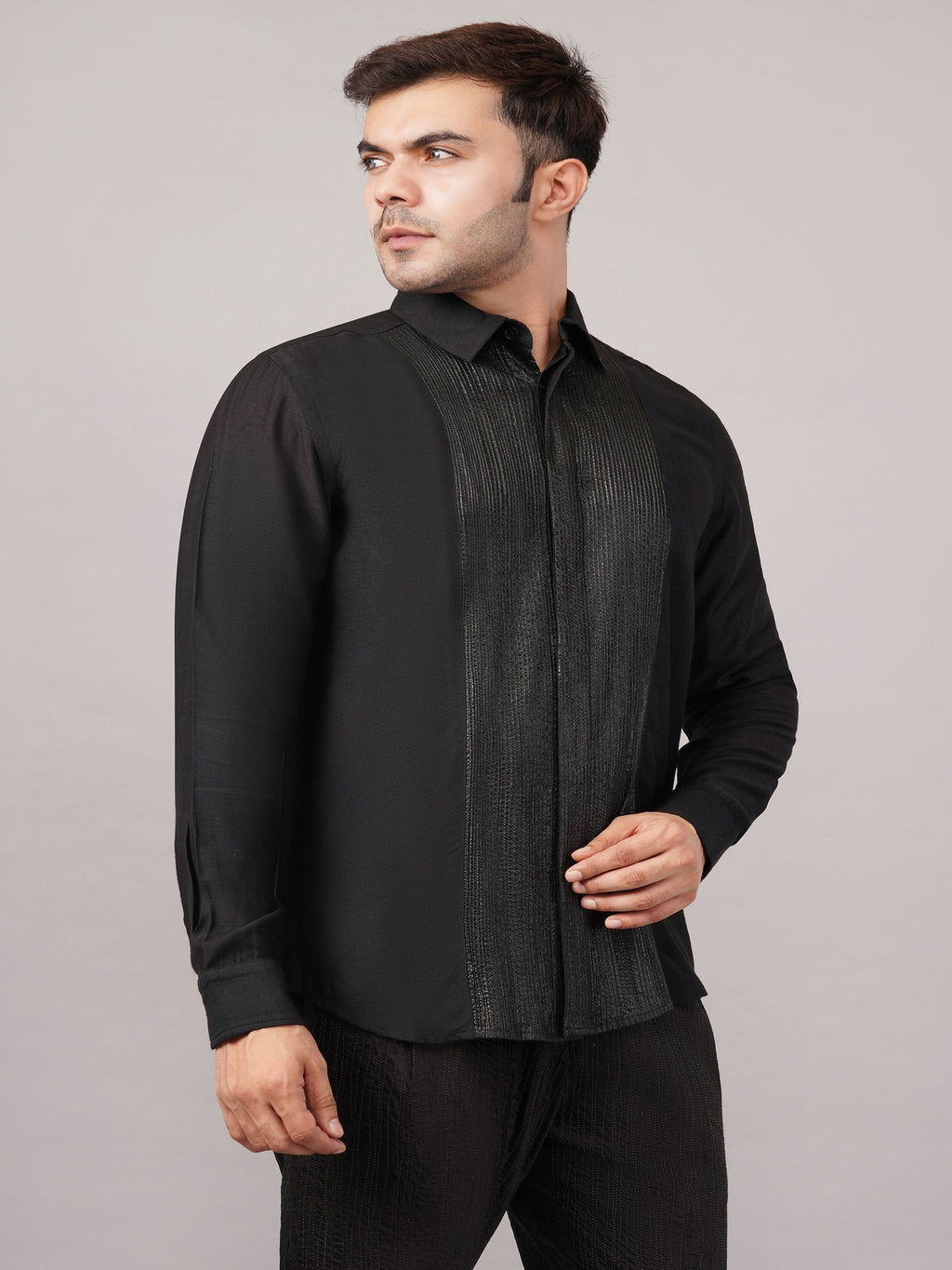 Foil Pintuck Shirt