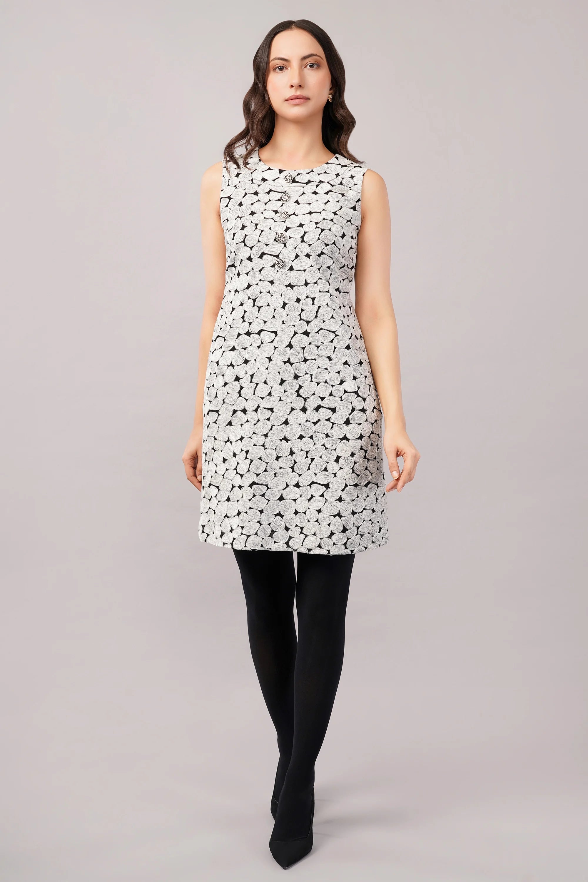 Aari Dot Dress Black & Ivory