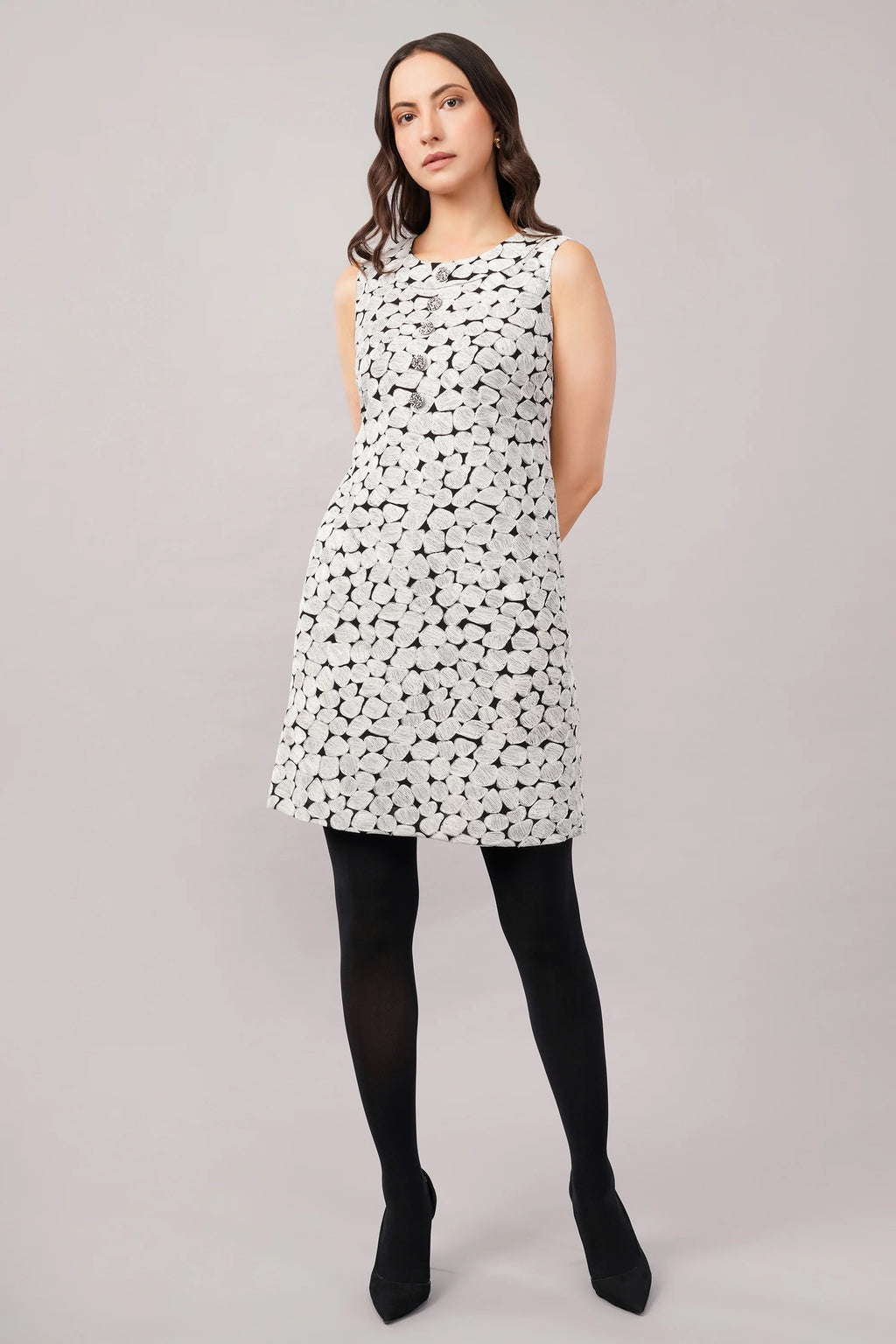 Aari Dot Dress Black & Ivory