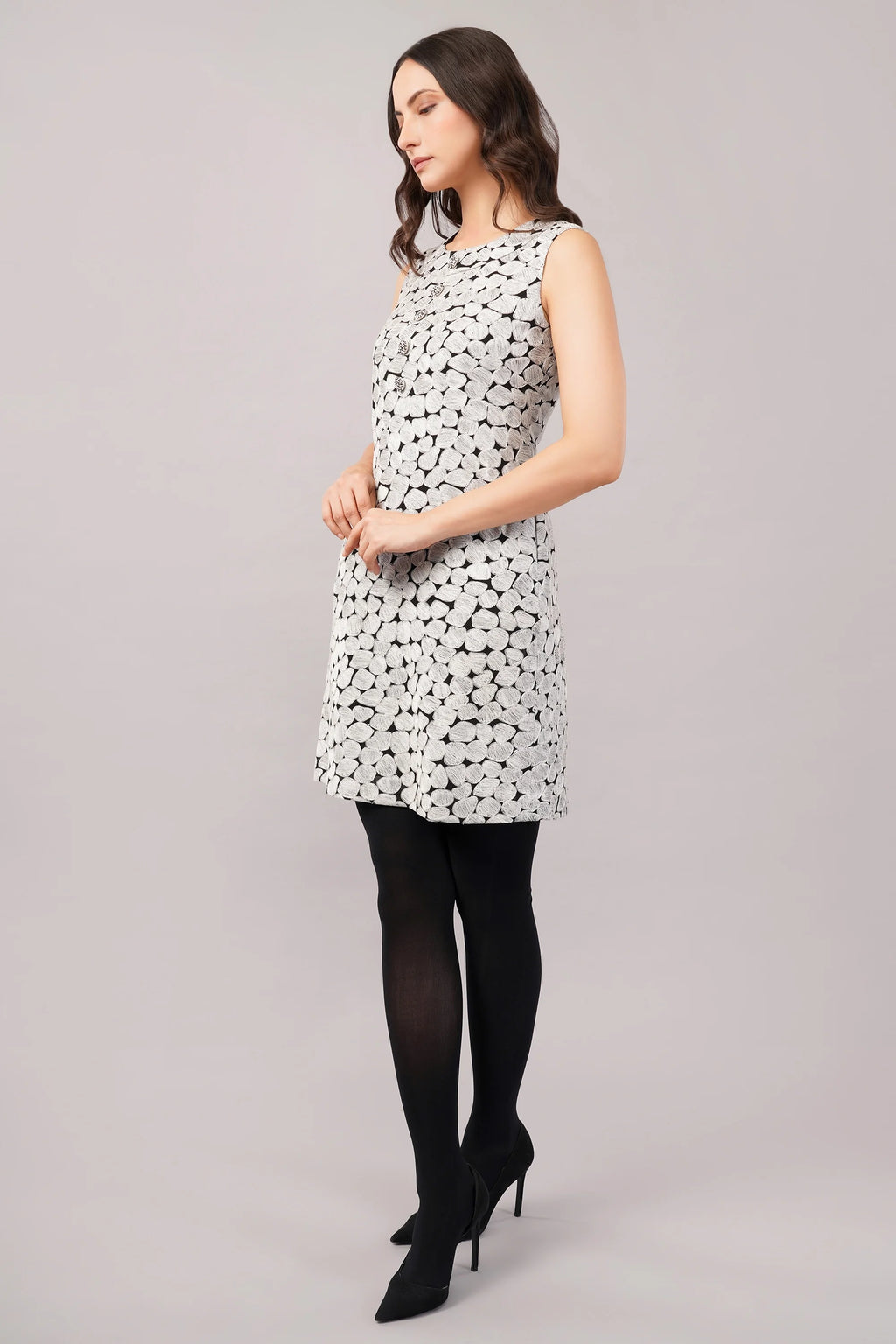 Aari Dot Dress Black & Ivory
