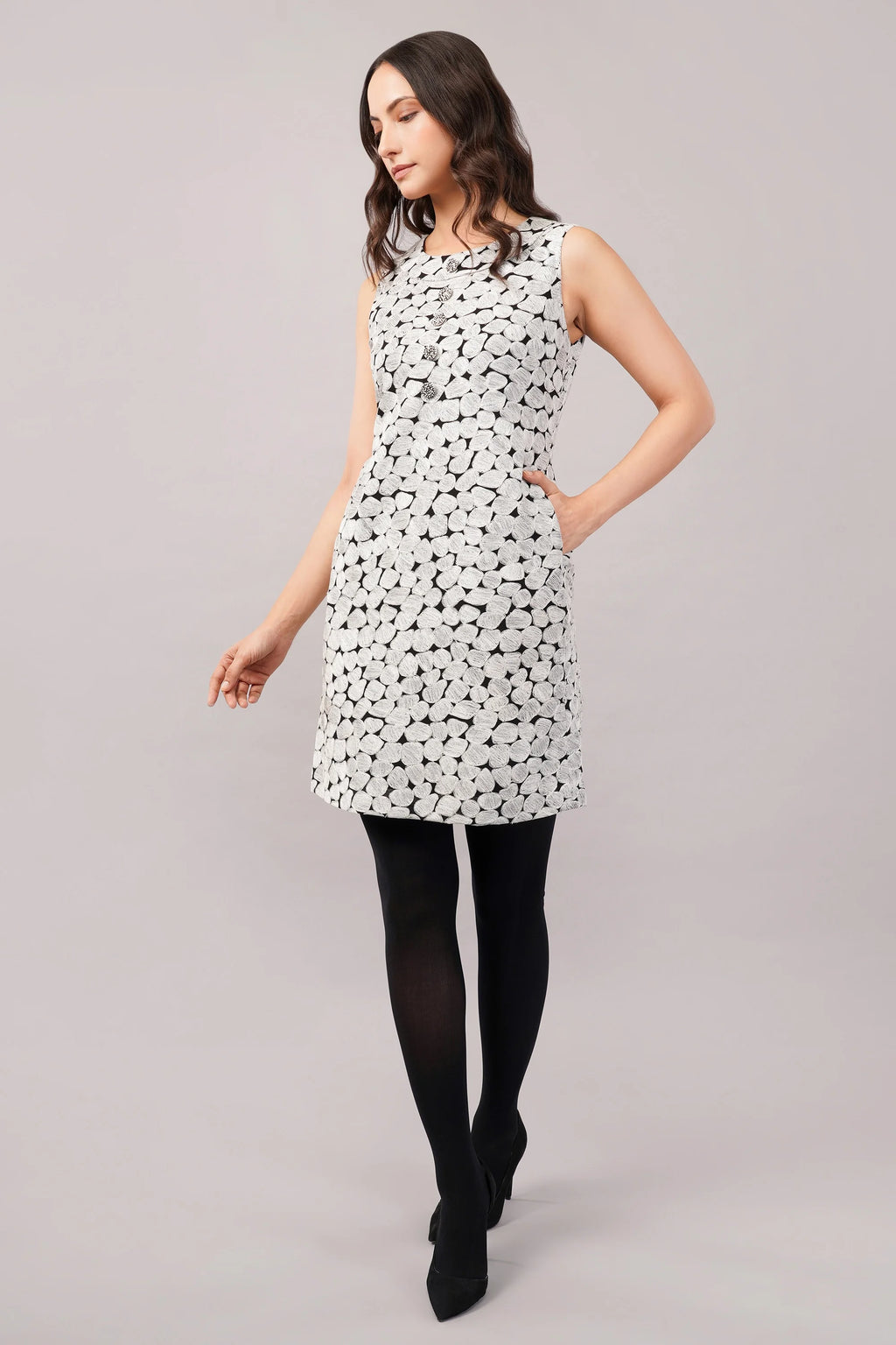 Aari Dot Dress Black & Ivory