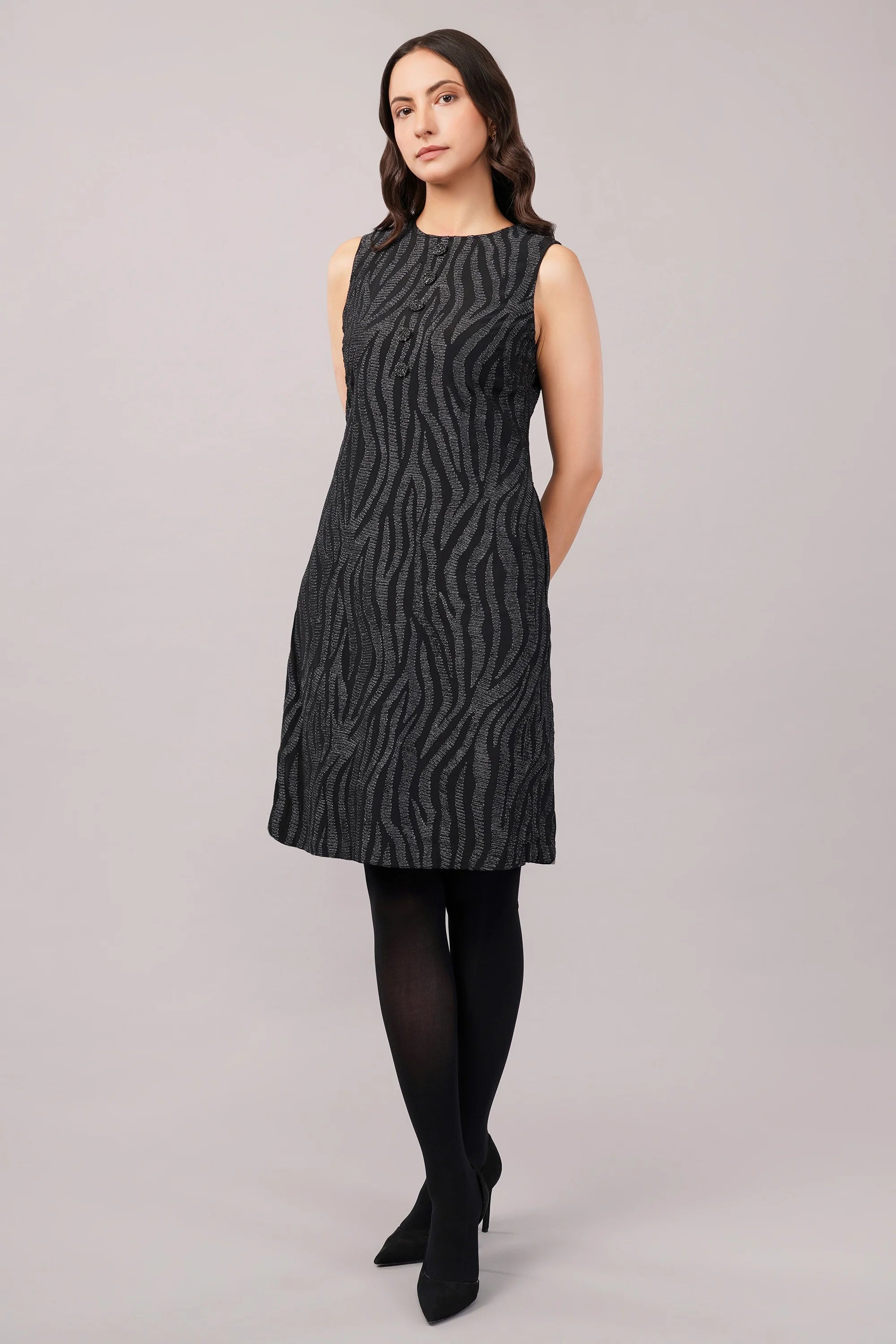 Zebra Aari Dress Black & Silver