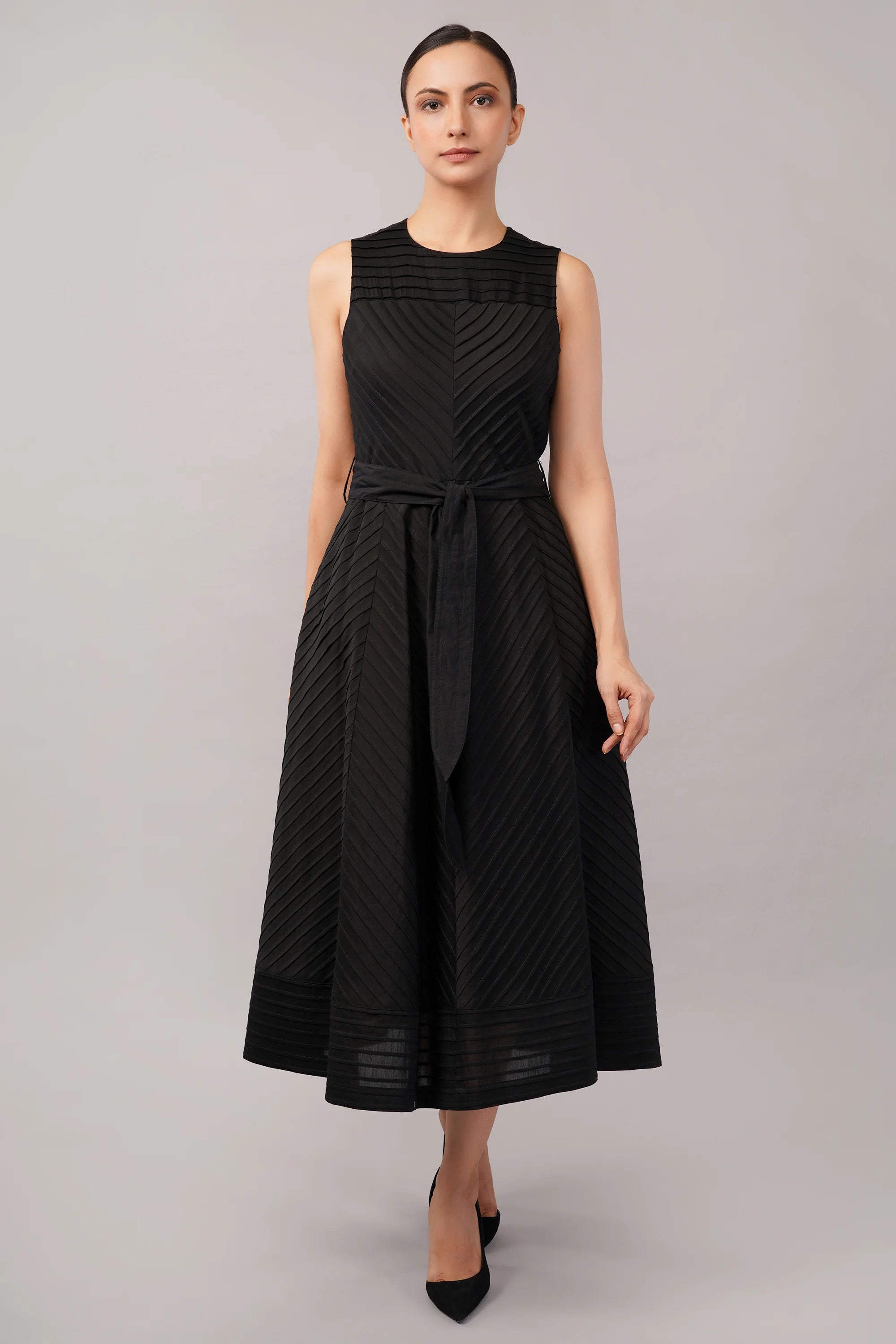 Pleated Stripes Dress