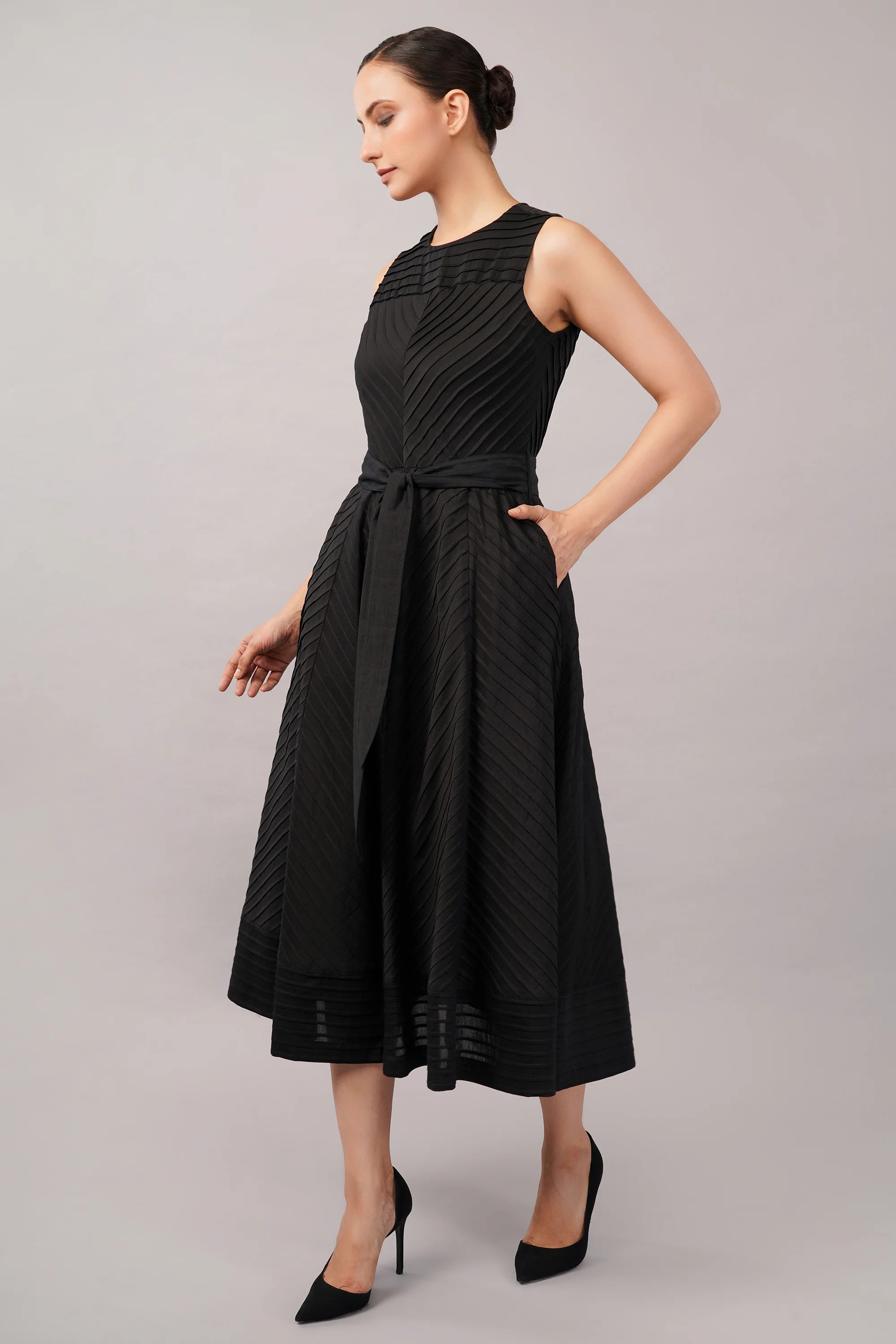 Pleated Stripes Dress
