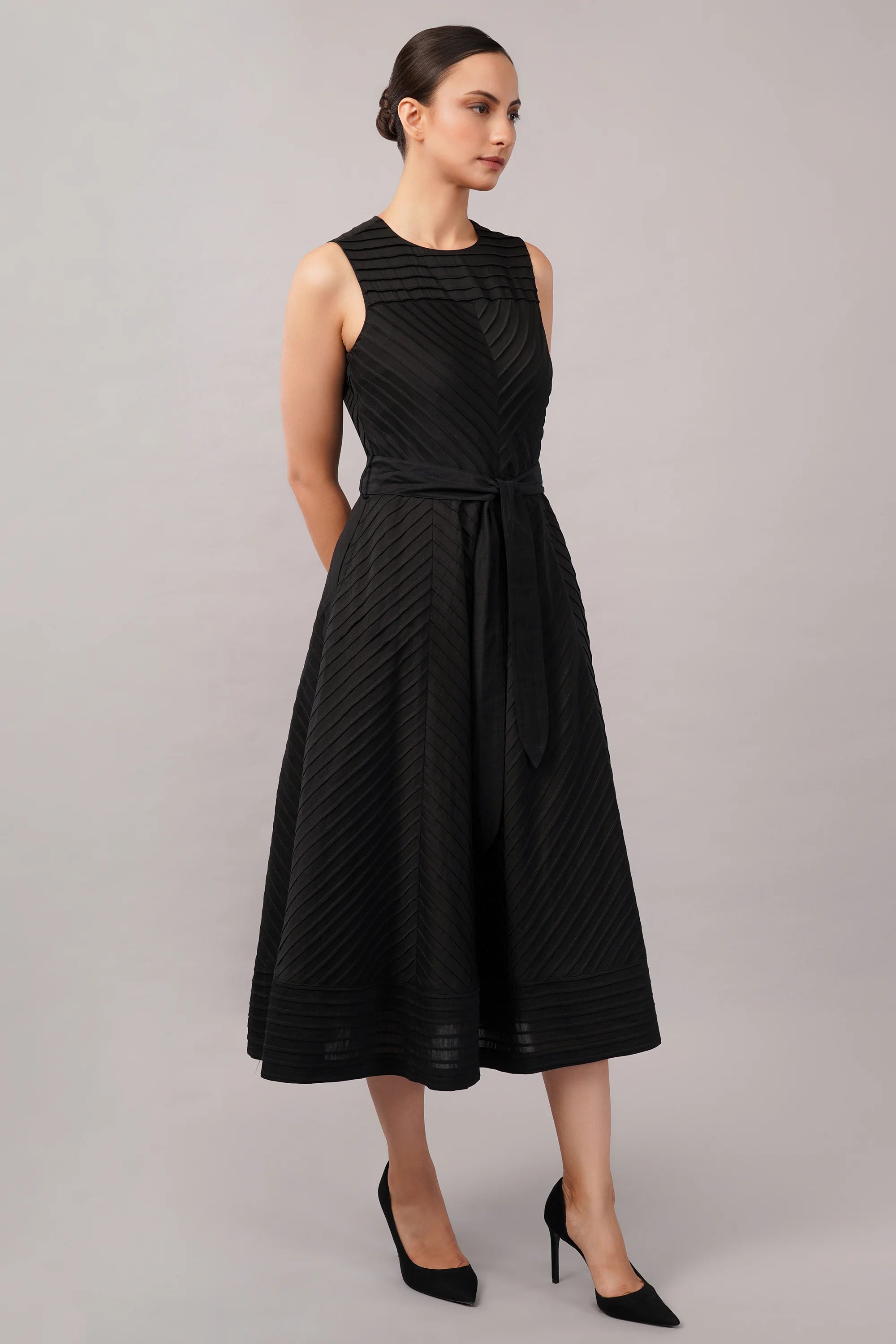 Pleated Stripes Dress