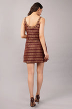 Lozenge Brocade Dress Burgundy