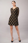Floral Brocade Dress Black