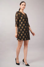 Floral Brocade Dress Black