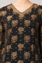 Floral Brocade Dress Black
