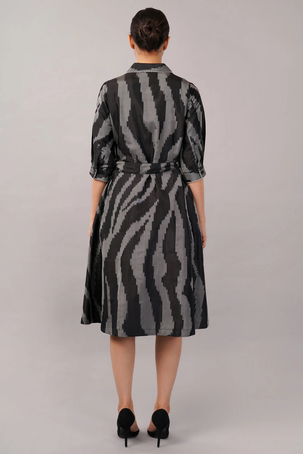 Zebra Ikat Dress Black