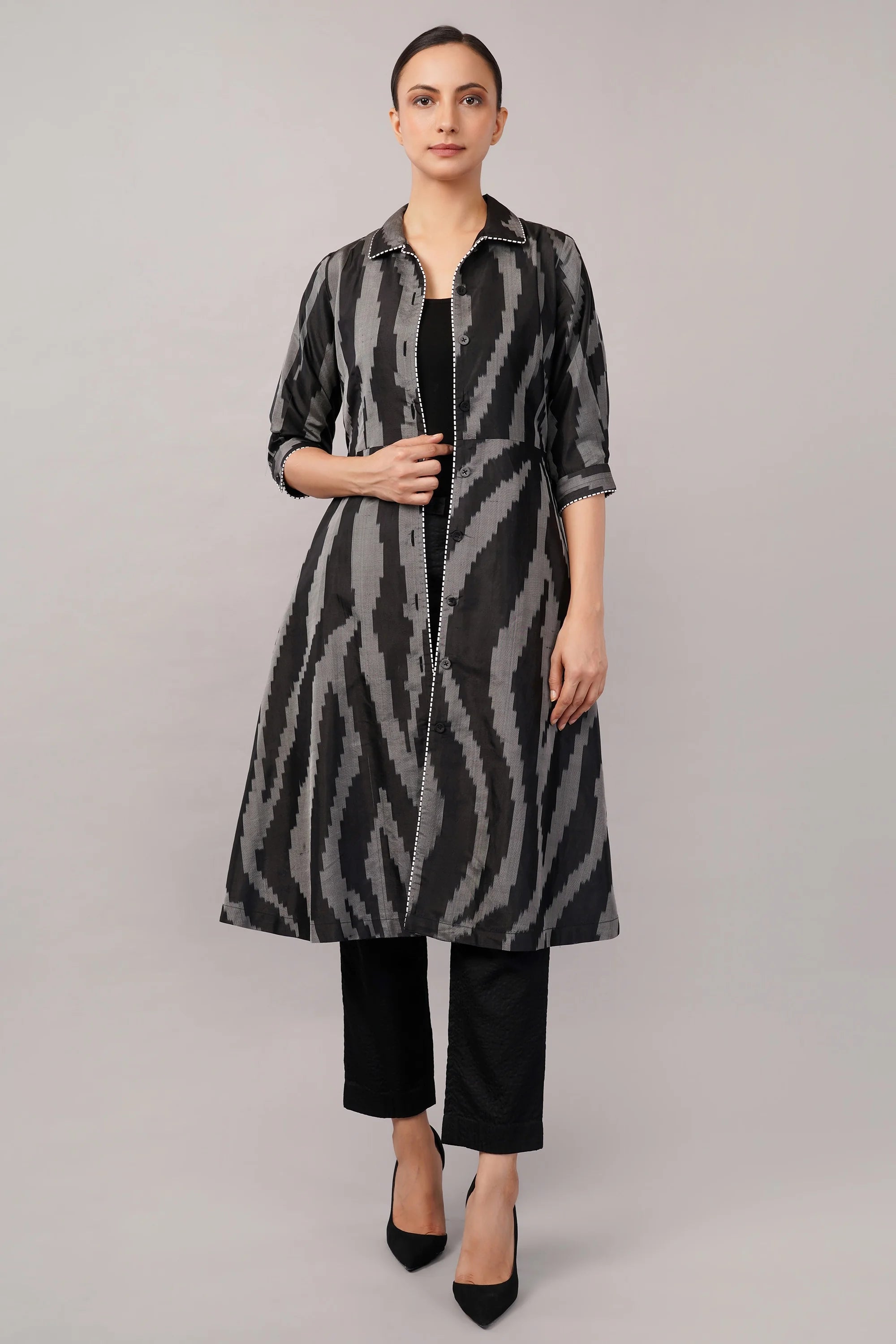 Zebra Ikat Dress Black