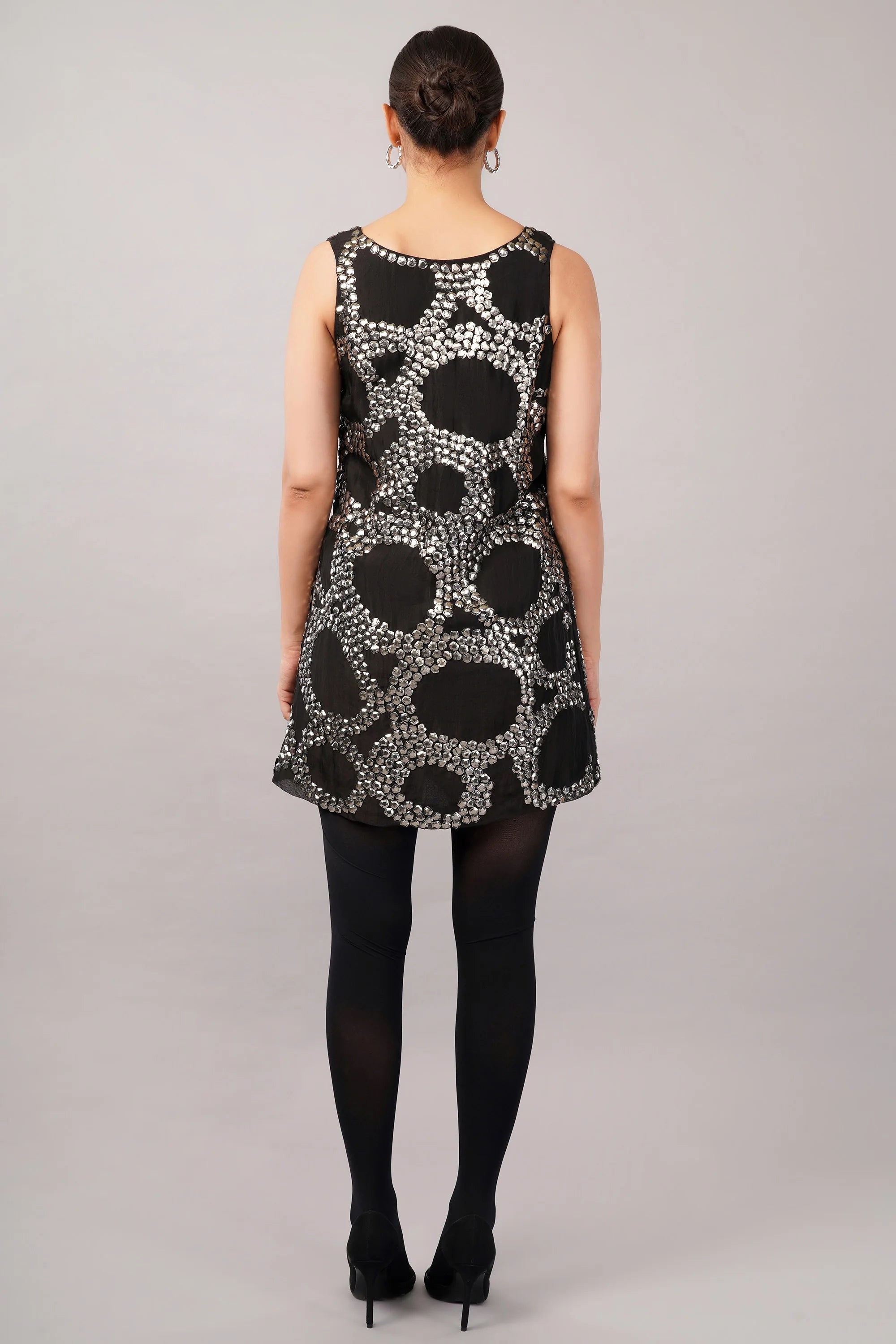 French Cut Rings Dress Black & Silver