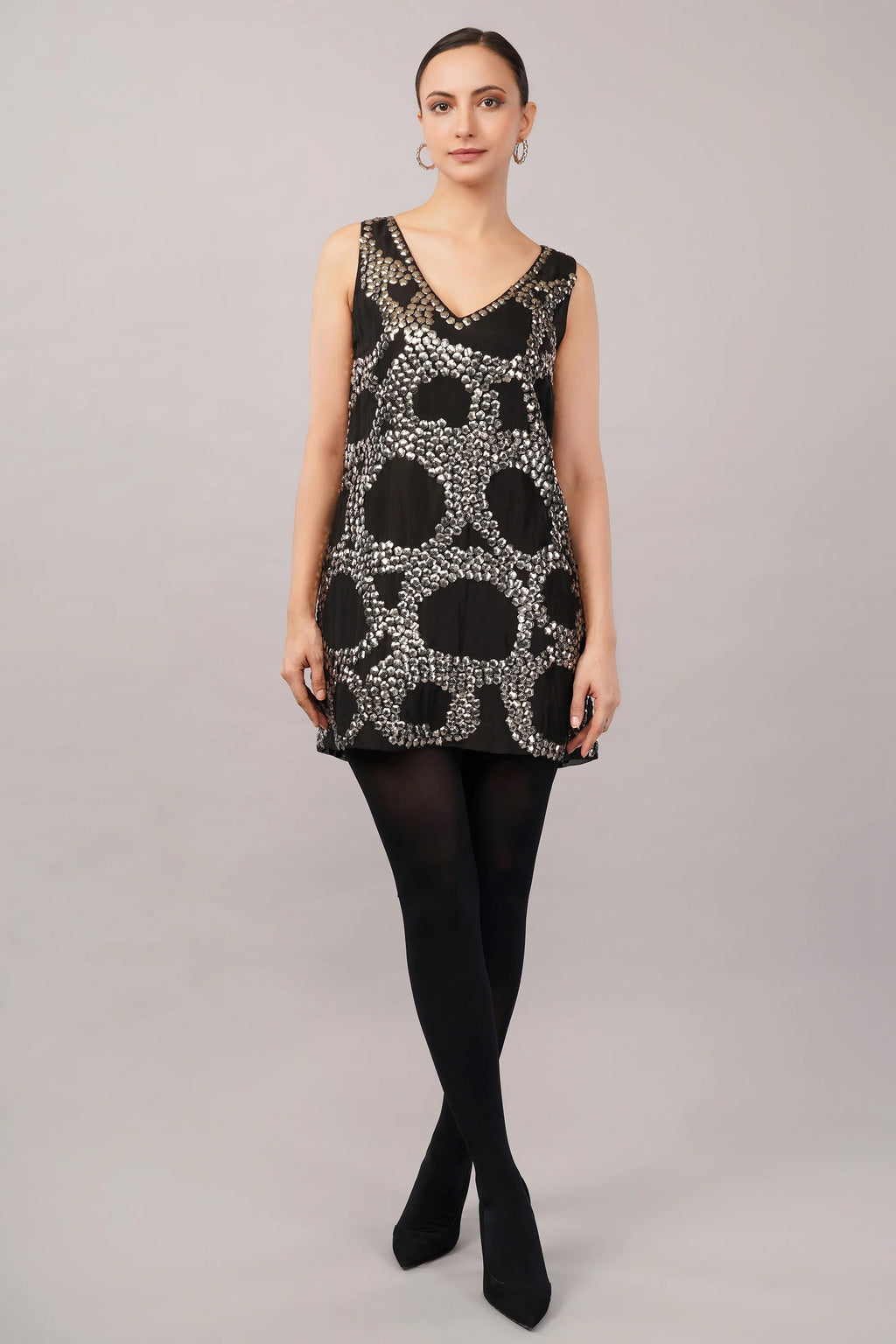 French Cut Rings Dress Black & Silver