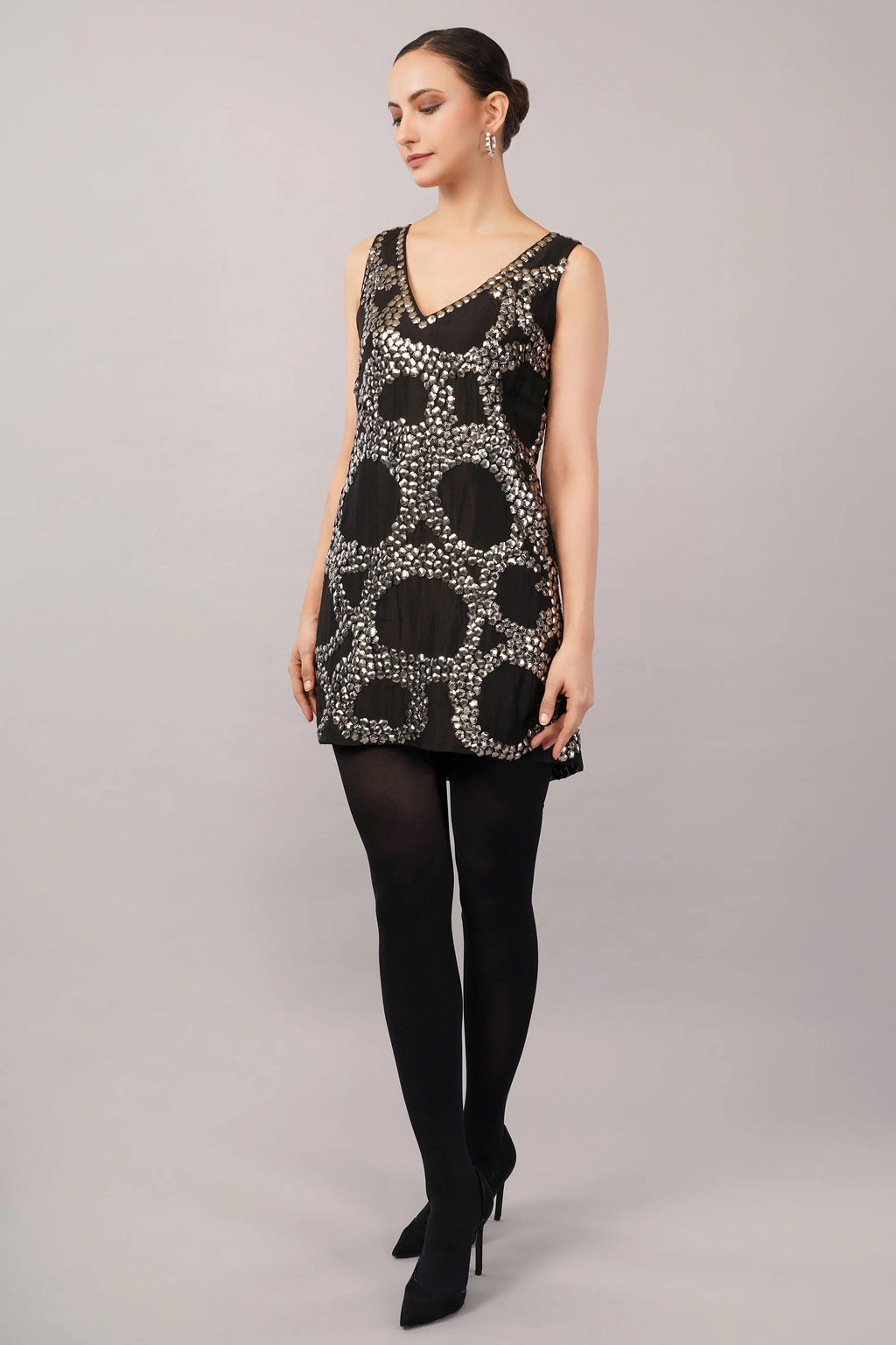 French Cut Rings Dress Black & Silver