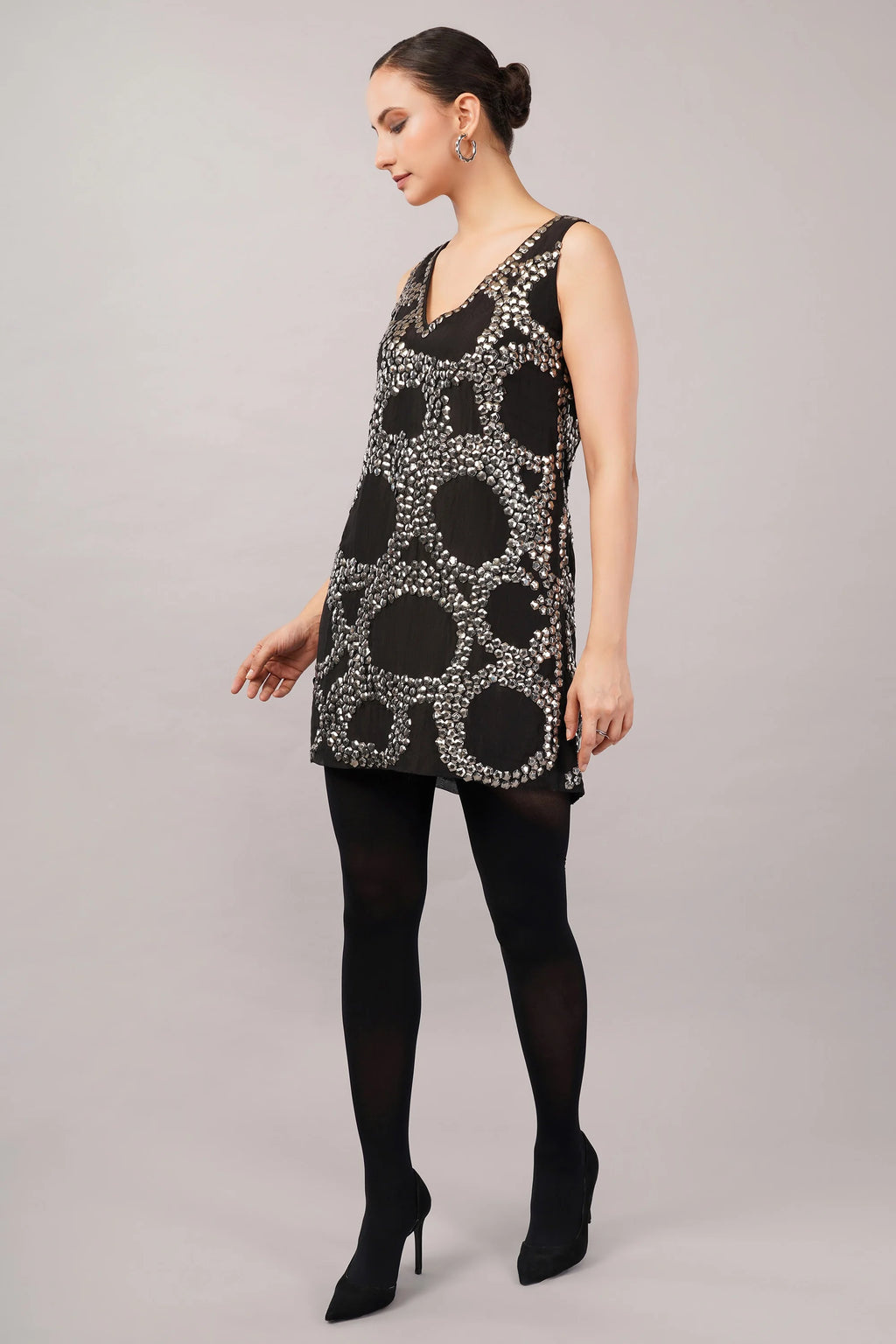 French Cut Rings Dress Black & Silver