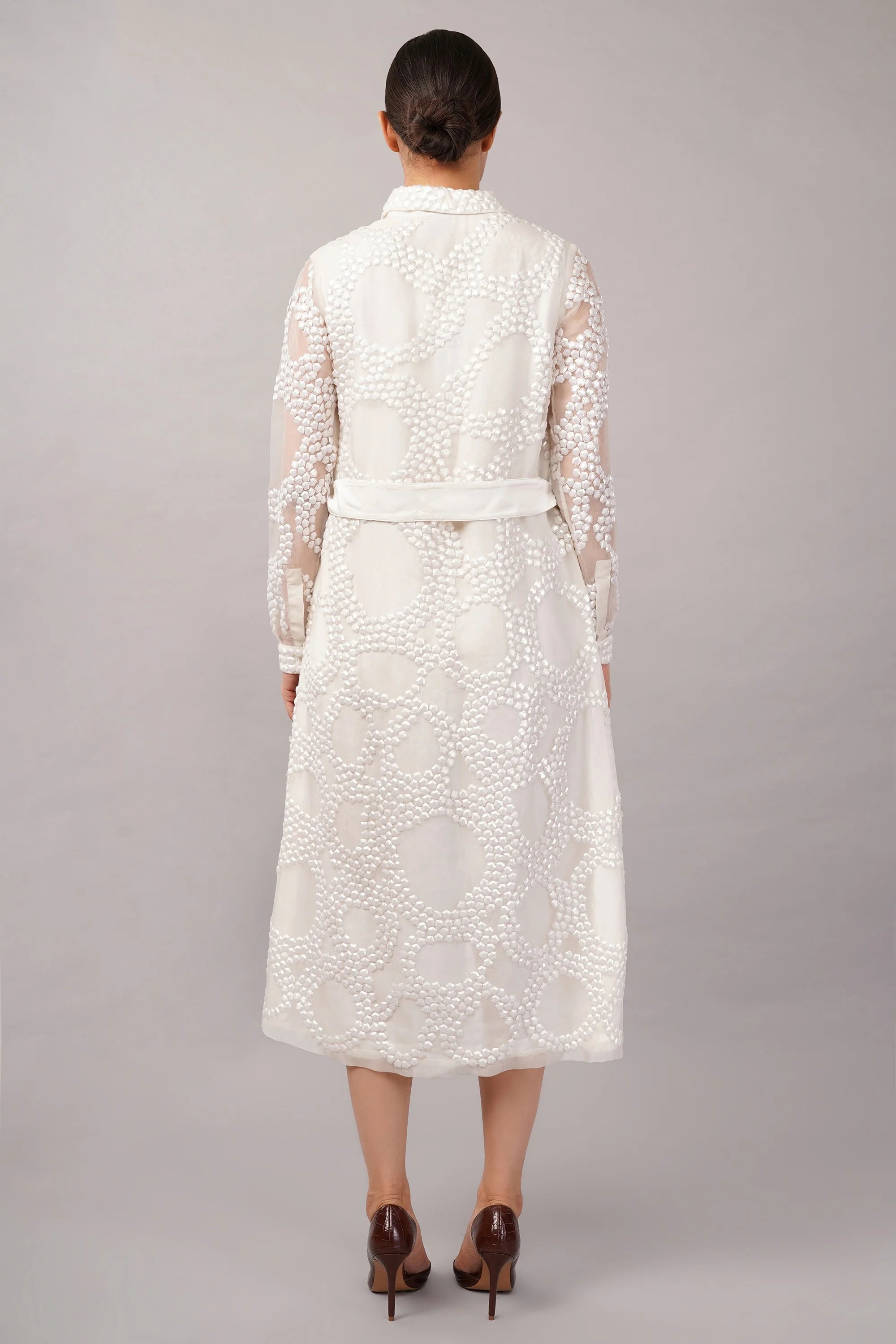 French Cut Rings Dress Ivory
