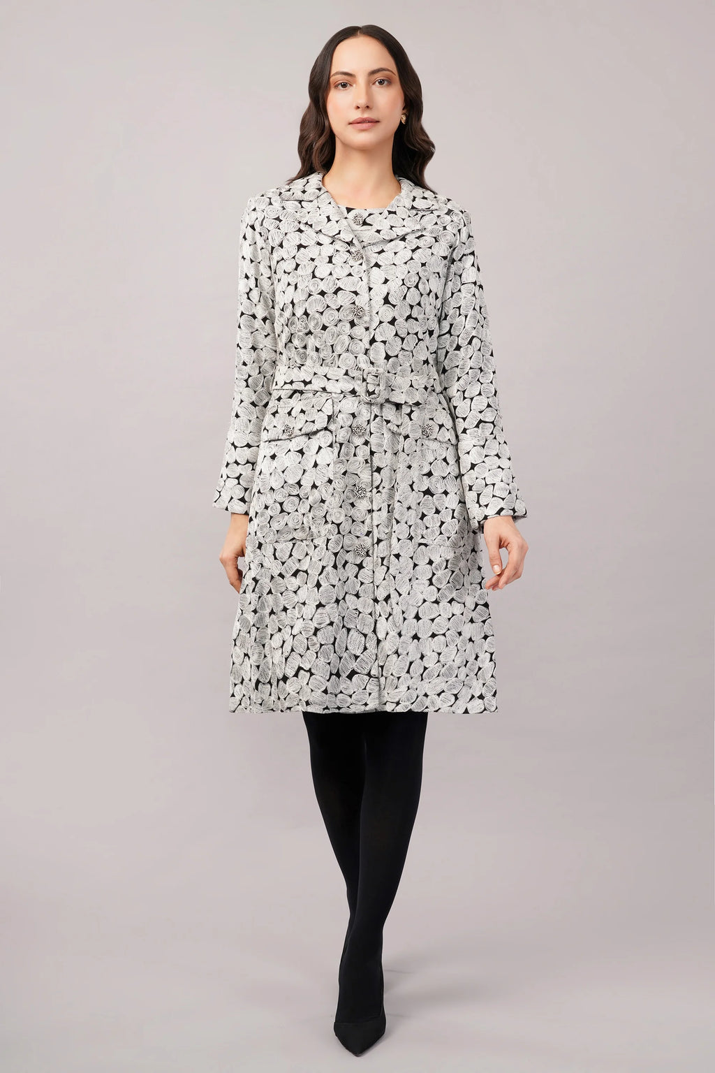 Aari Dot Jacket Black & Ivory