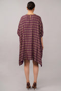 Lozenge Brocade Dress Aubergine